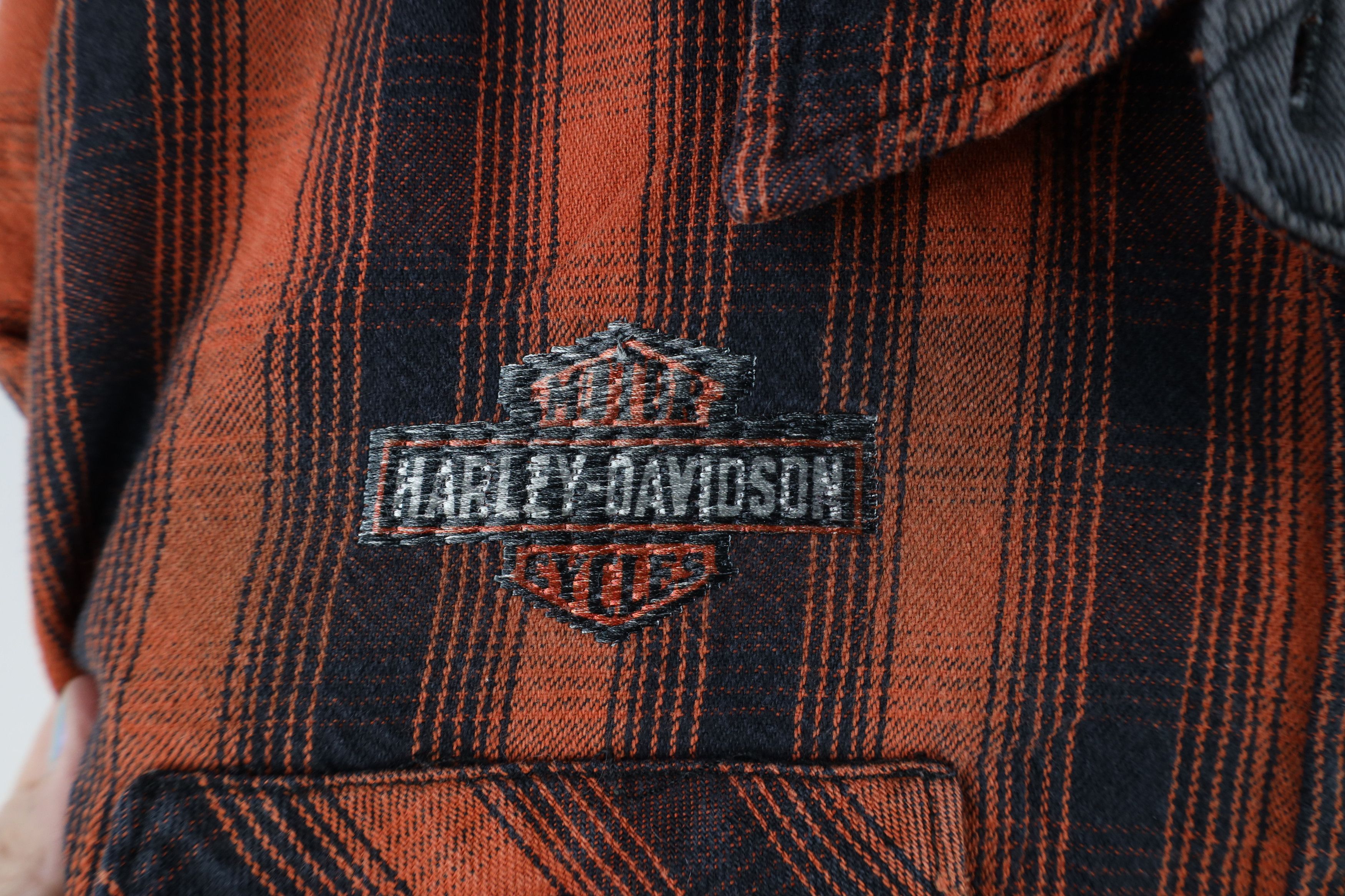 Harley Davidson × Vintage Vintage Harley Davidson Out Collared Flannel Button Shirt Size US XL / EU 56 / 4 - 4 Thumbnail