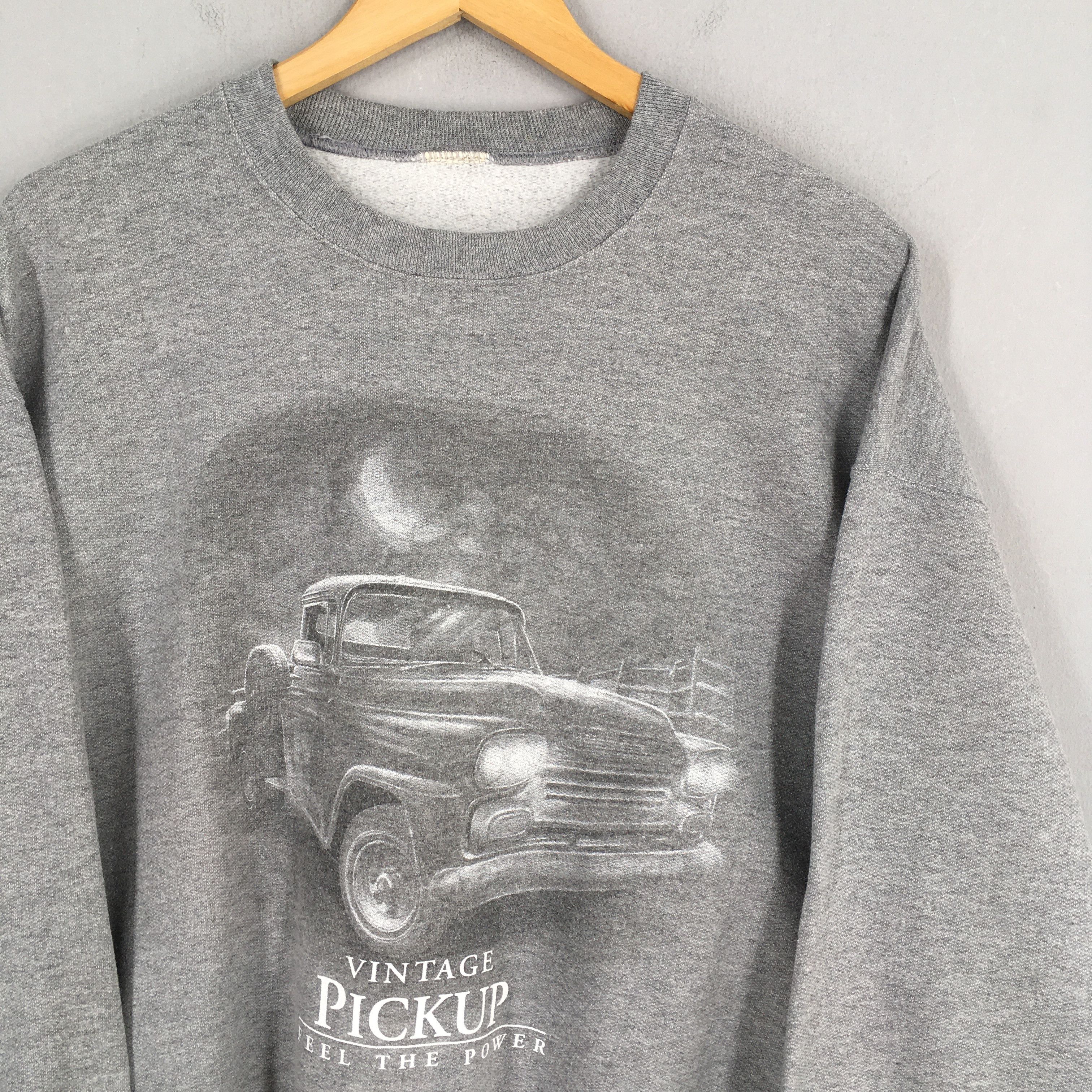 Art Comes First Vintage 90s Classic Cool Pickups Cars Gray Sweatshirt Large Size US L / EU 52-54 / 3 - 2 Thumbnail