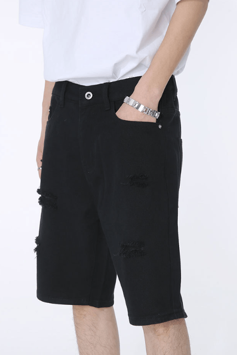 Japanese Brand × Vintage American high street loose straight ripped denim shorts Size US 32 / EU 48 - 3 Thumbnail