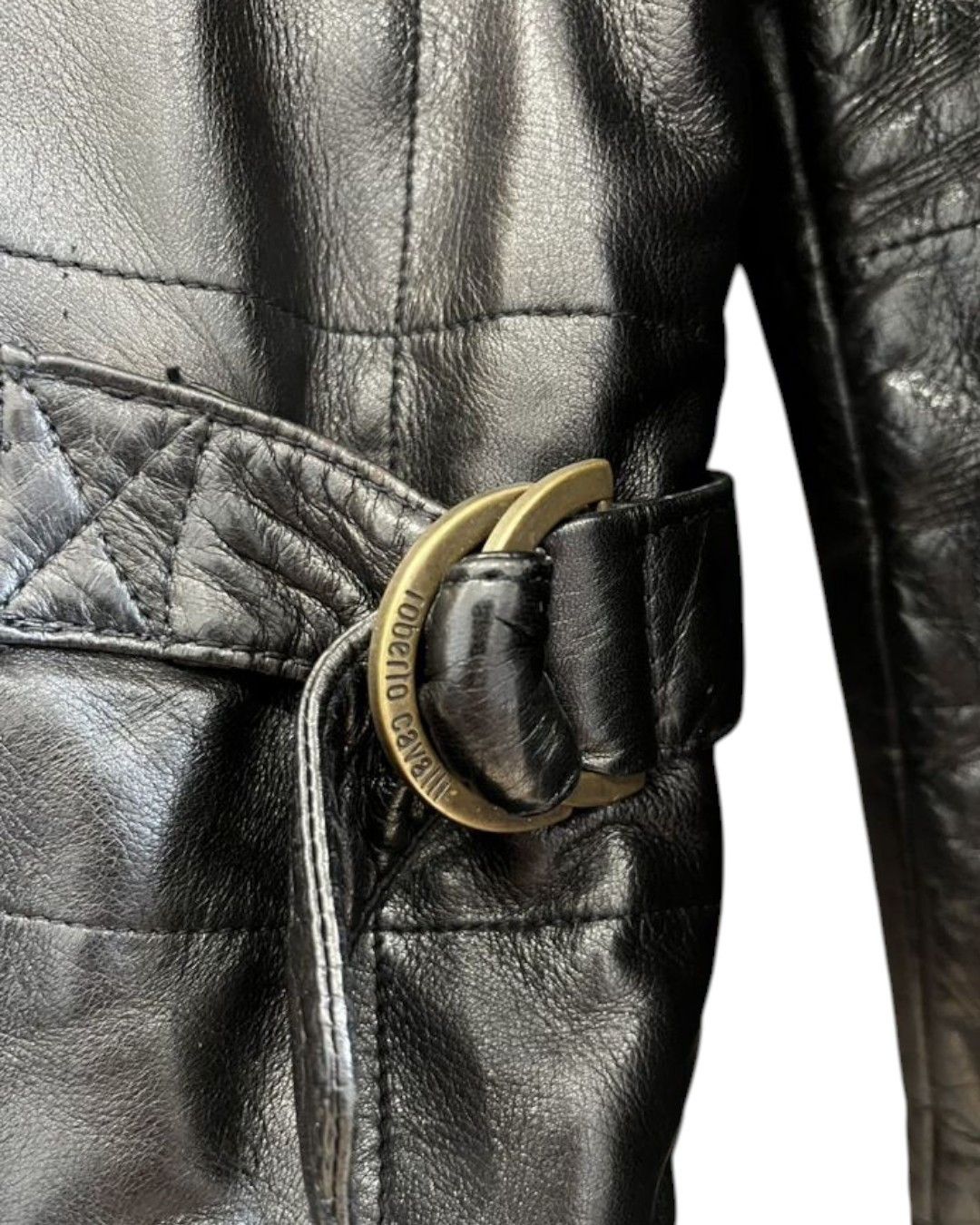 Roberto Cavalli FOX FUR COLLAR LEATHER BOMBER JACKET Size US M / EU 48-50 / 2 - 5 Thumbnail