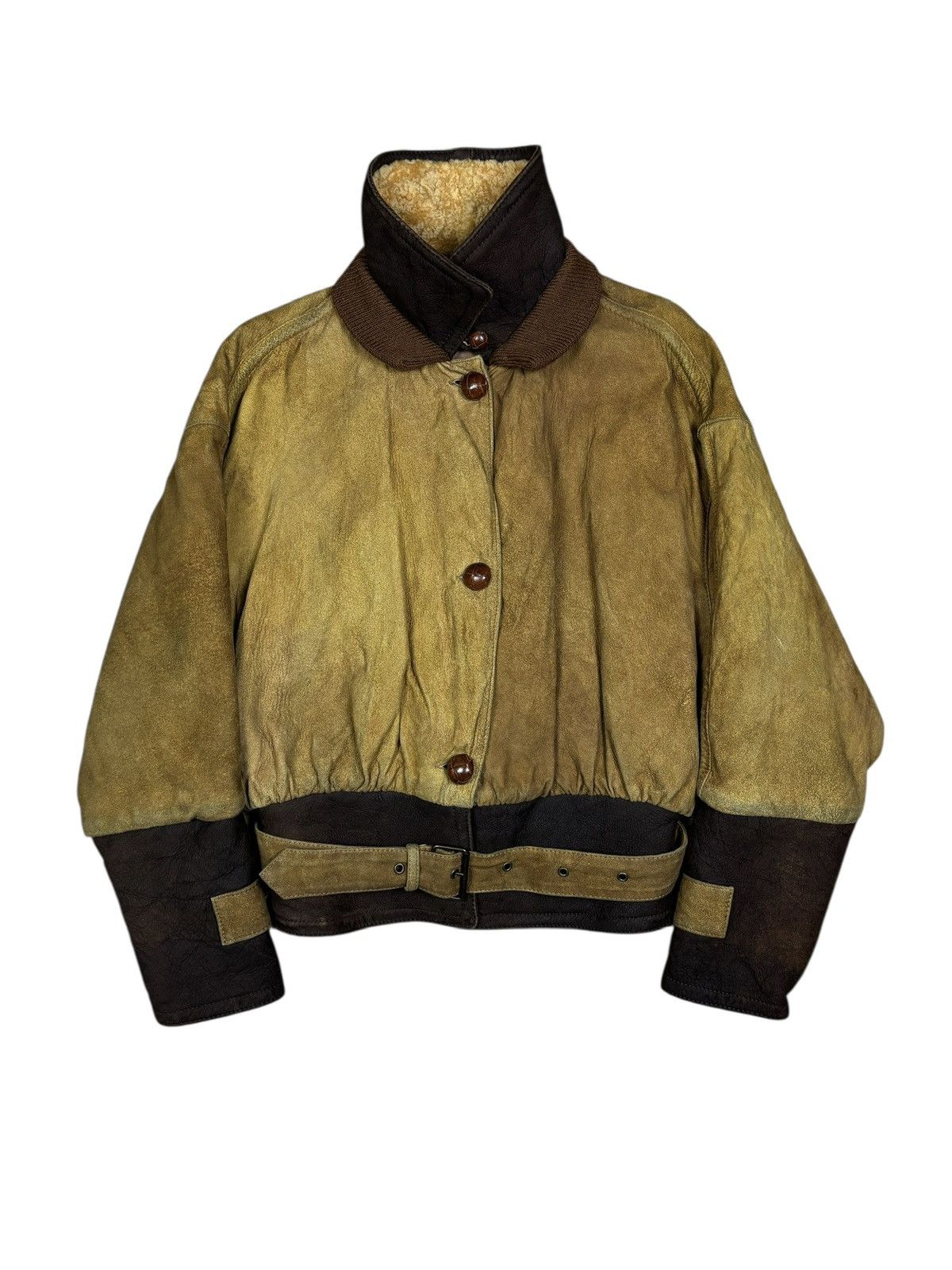 Emporio Armani 90s Emporio Armani Shearling Collar Suede Aviator Jacket Size US S / EU 44-46 / 1 - 2 Thumbnail