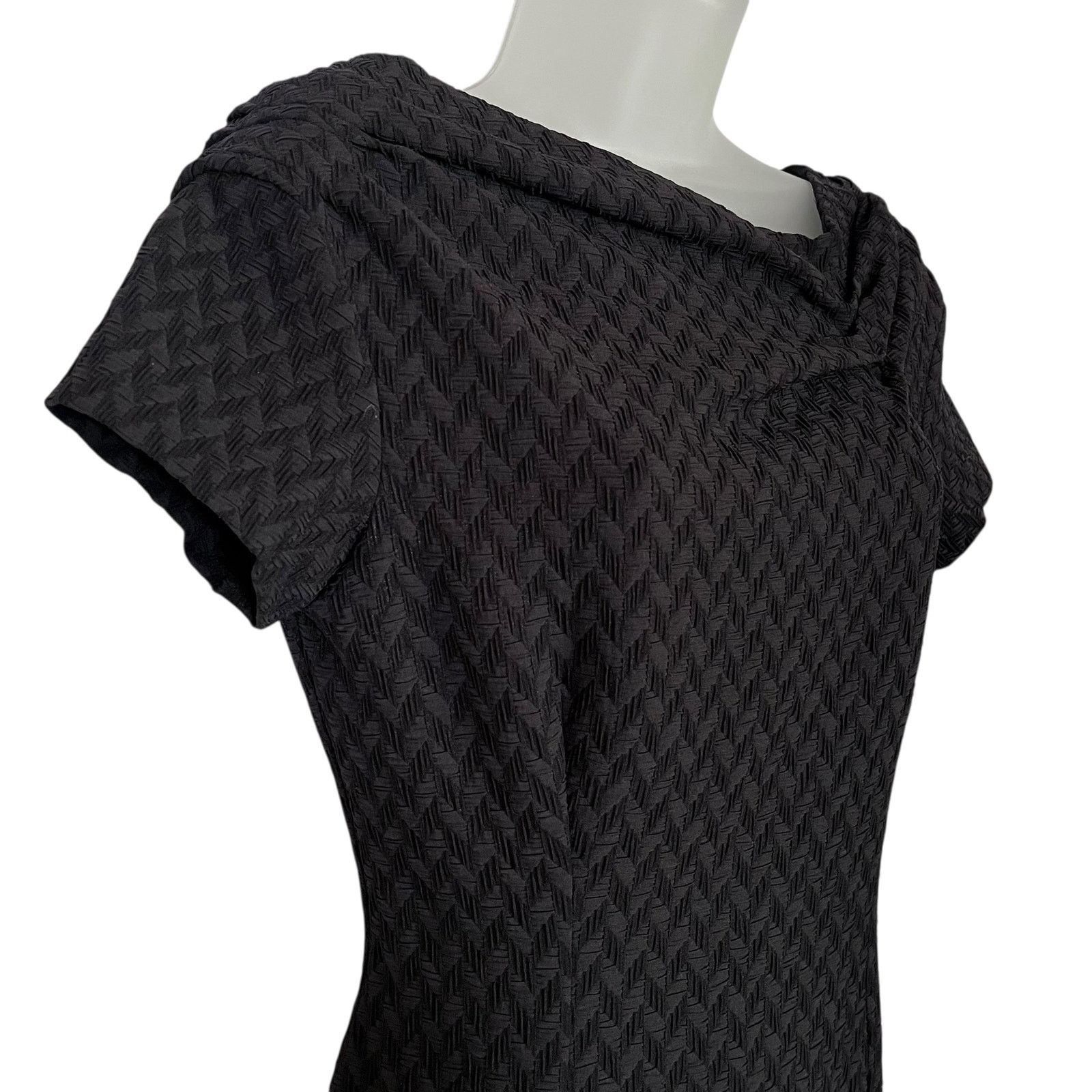 Nina Ricci Nina Ricci Black Chevron Pinch-Pleat Asymmetric Wiggle Dress Size S / US 4 / IT 40 - 9 Thumbnail