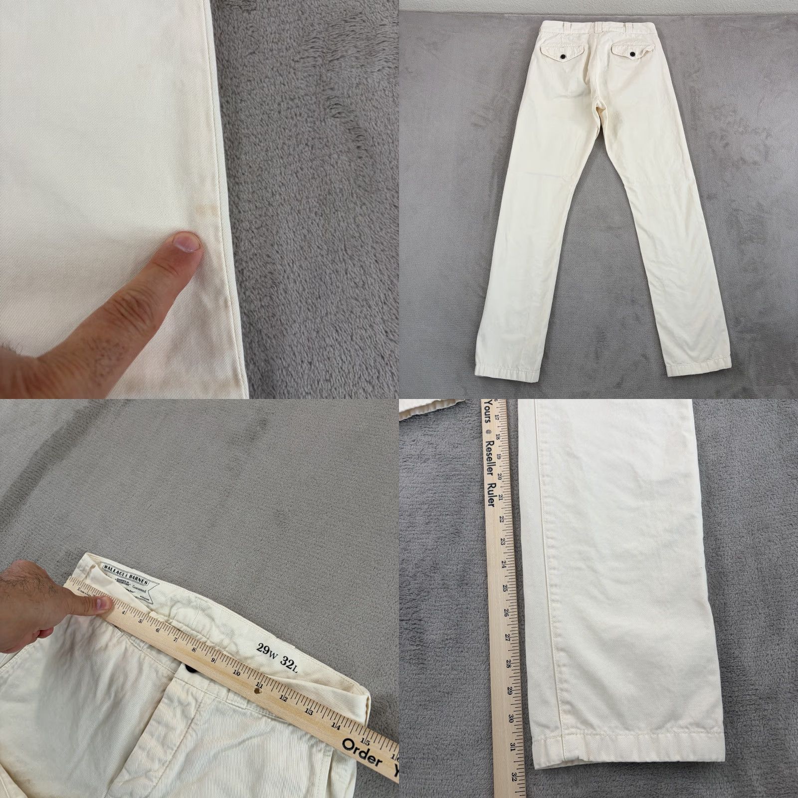 Wallace & Barnes Wallace & Barnes Chino Pants Men 29x32 Ivory Slim Flat Front Pockets 29in Inseam Size US 29 - 8 Thumbnail