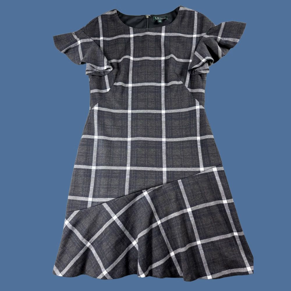 Ralph Lauren Lauren Ralph Lauren Womens Dress Gray Plaid Size 10 Fit & Flare Preppy Office Size L / US 10 / IT 46 - 1 Thumbnail