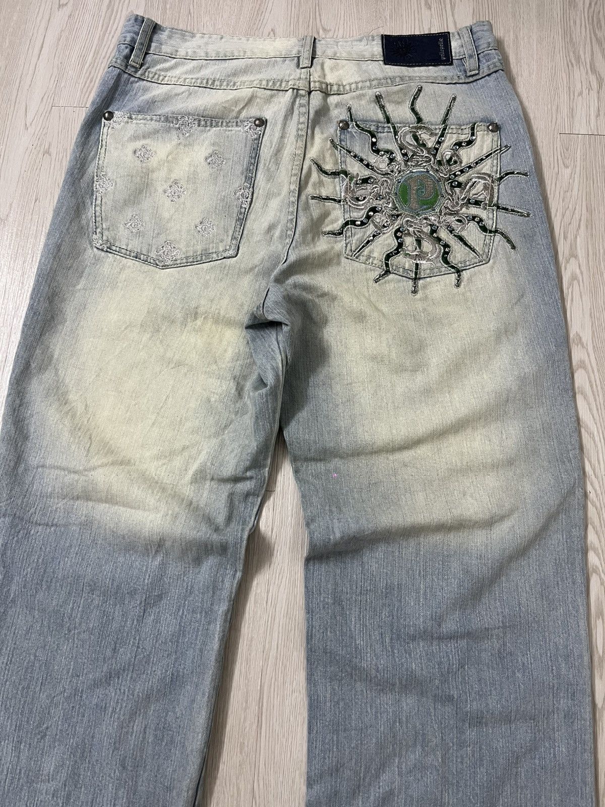 Vintage Y2k Pelle Pelle Dragon Embroidery Baggy Jeans