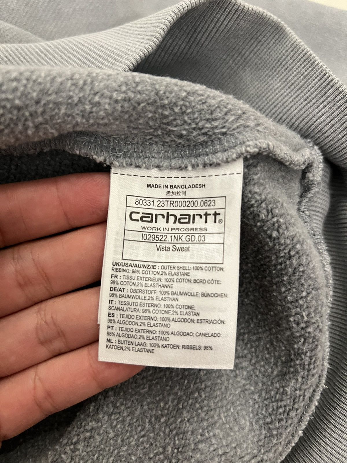 Carhartt Wip Carhartt WIP Vista Dyed Logo Grey Sweatshirt Size US XXL / EU 58 / 5 - 6 Thumbnail