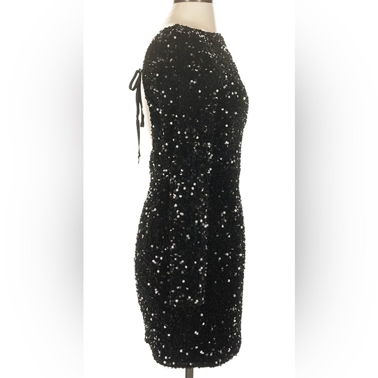 Anthropologie Mable Black Sequin Long Sleeve Dress Size S / US 4 / IT 40 - 3 Thumbnail