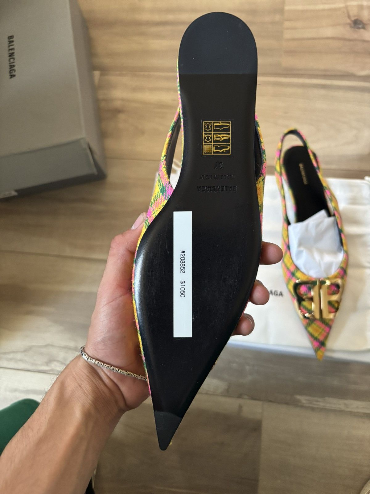 Balenciaga Balenciaga Knife tweed ballet flats plaid multi color Size US 7 / IT 37 - 2 Thumbnail