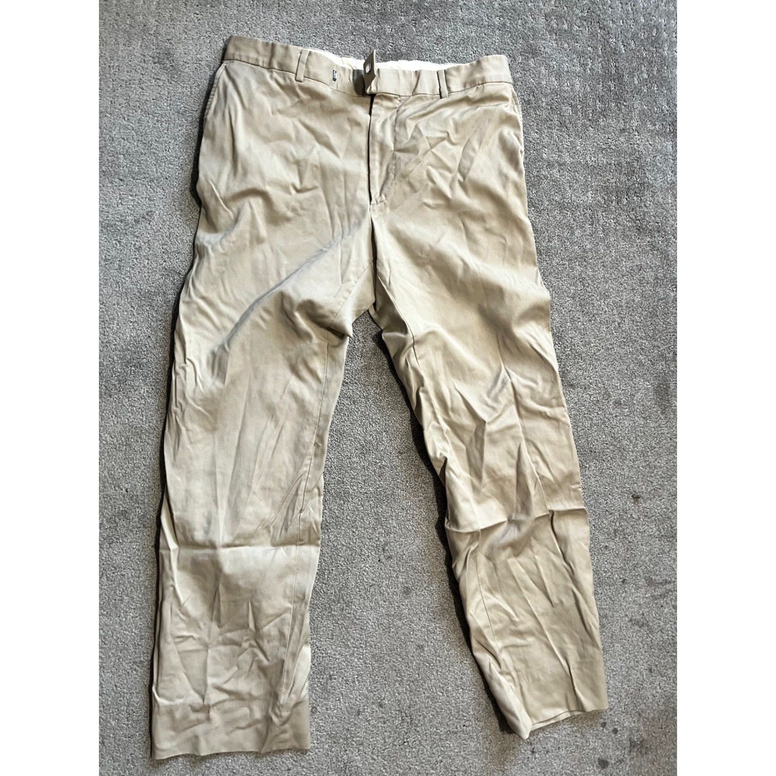 Hugo Boss HUGO BOSS Dress Pants Mens US 36x29 Beige 100% Wool Flat Front Tapered Inseam 29" Regular Mid Rise Size US 36 / EU 52 - 2 Thumbnail