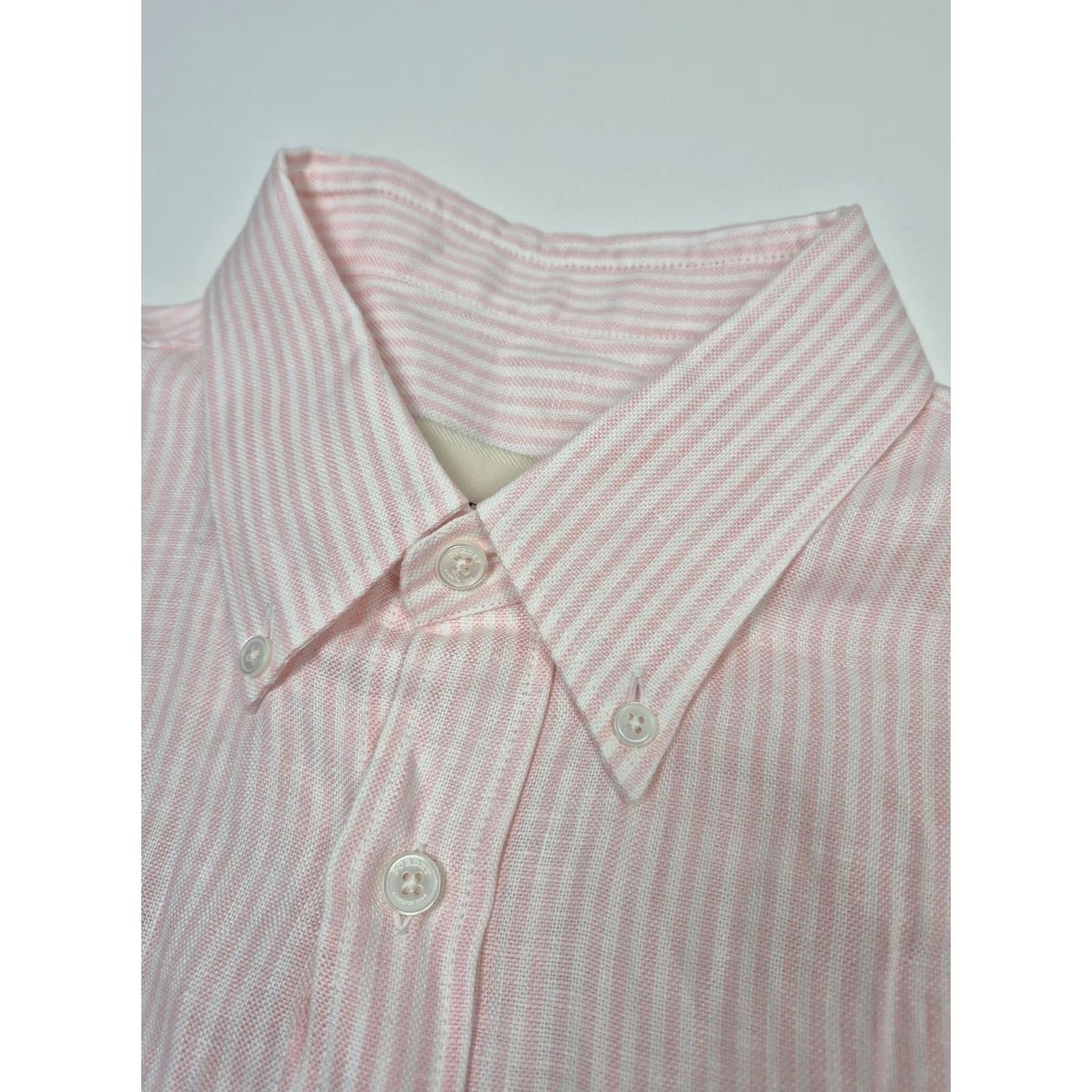 Pinko Purdey Shirt Mens XL Pink Striped Linen Button-Down Long Sleeve Lightweight Regular Fit Size US XL / EU 56 / 4 - 3 Thumbnail