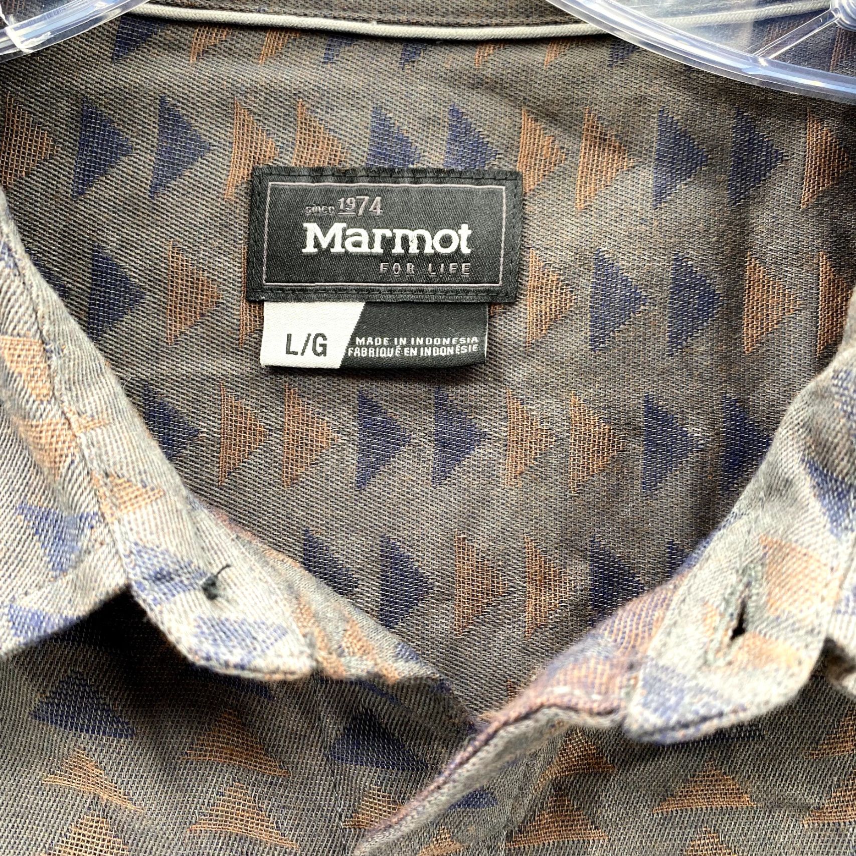Marmot Marmot Shirt Adult Large Gray For Life Aztec Print Flannel Casual Outdoor Men's Size US L / EU 52-54 / 3 - 4 Thumbnail
