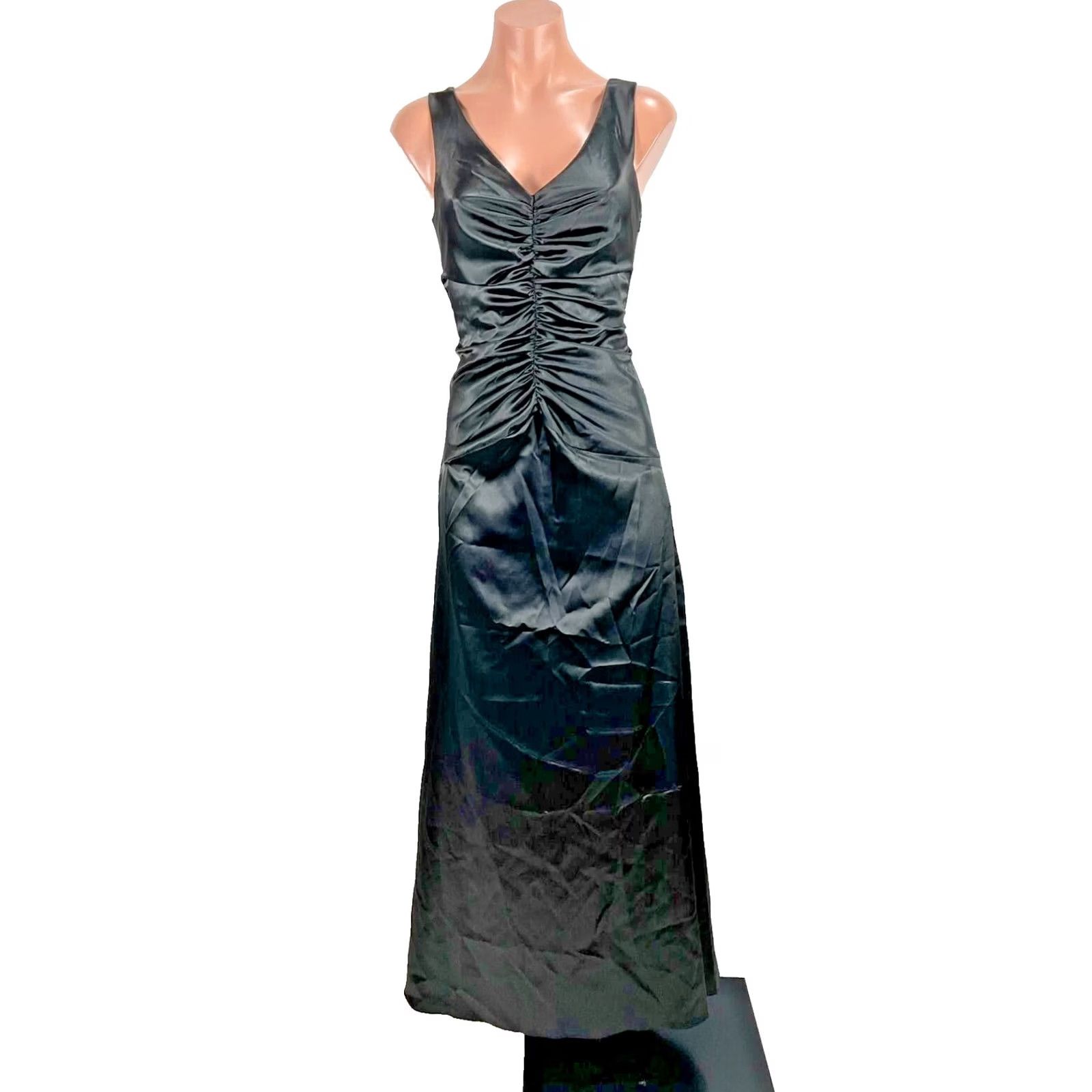 Jessica McClintock VTG Jessica McClintock Gown Ball Gown Satin Black 2 80s Evening Prom LBD Womens Size XS / US 0-2 / IT 36-38 - 2 Thumbnail