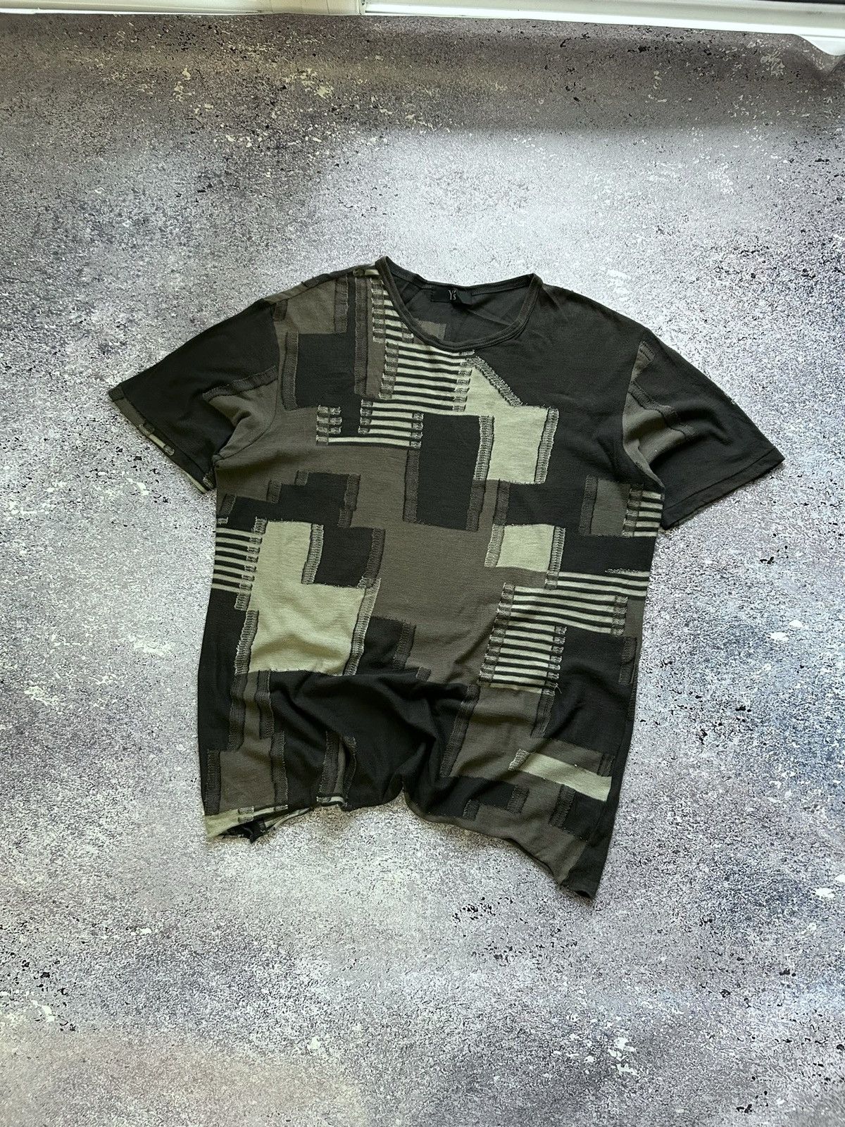 image of Yohji Yamamoto Y’S T Shirt Geometric Japanese in Brown, Men's (Size XL)