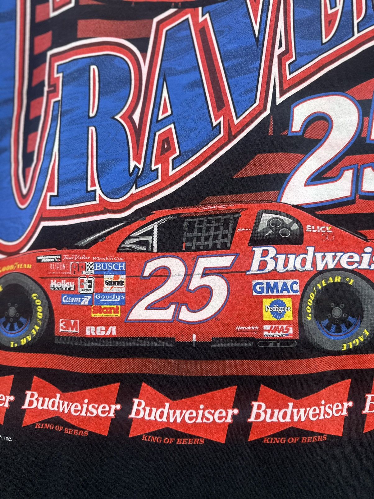 NASCAR Vintage 90s Ricky Graven Bud Racing Backhit Faded Tee Size US L / EU 52-54 / 3 - 5 Thumbnail