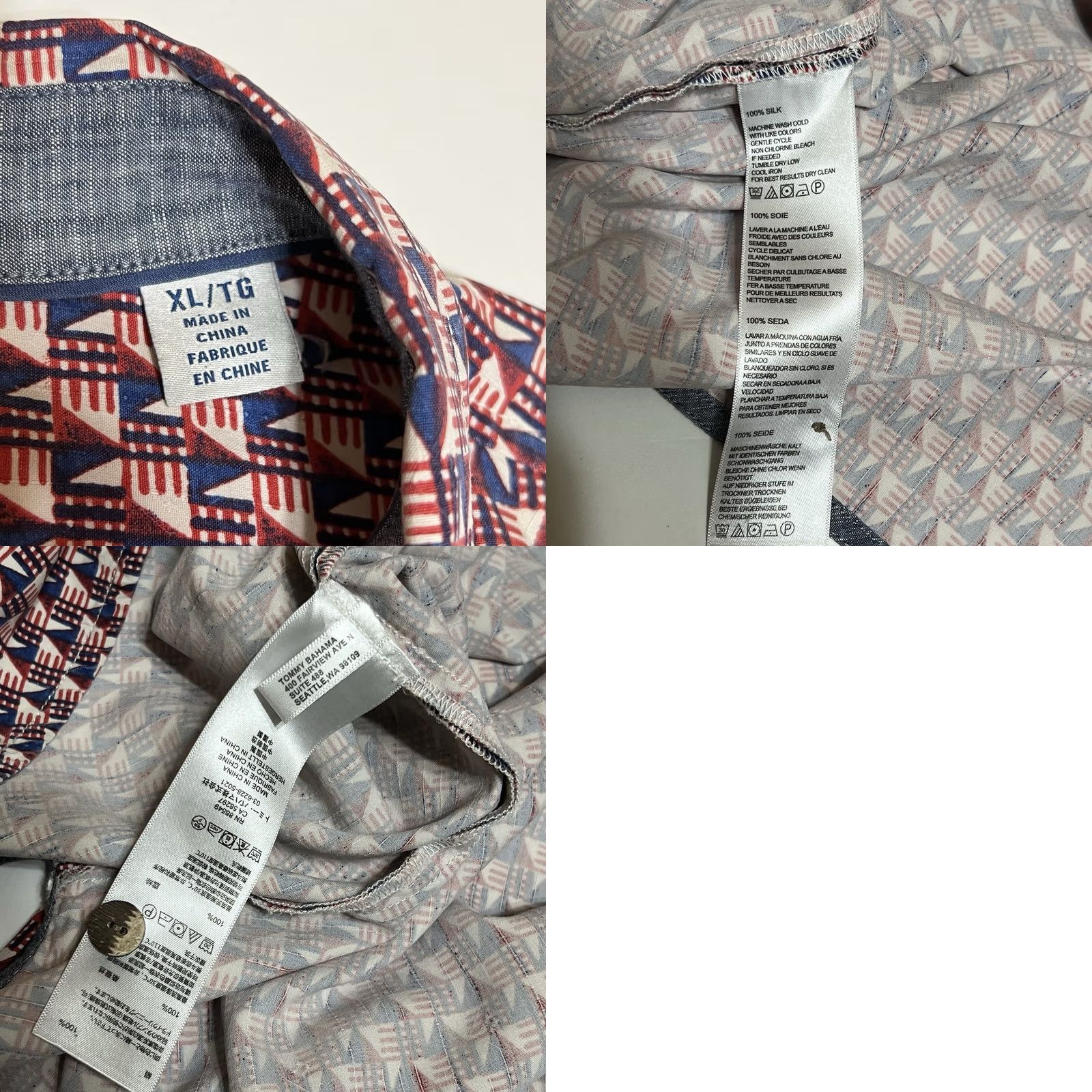 Tommy Bahama Tommy Bahama Short Sleeve Mens Button-Up Shirt XL Multicolor Silk Geometric Floral Pattern Beach Hawaiian Tropical Size US XL / EU 56 / 4 - 8 Thumbnail