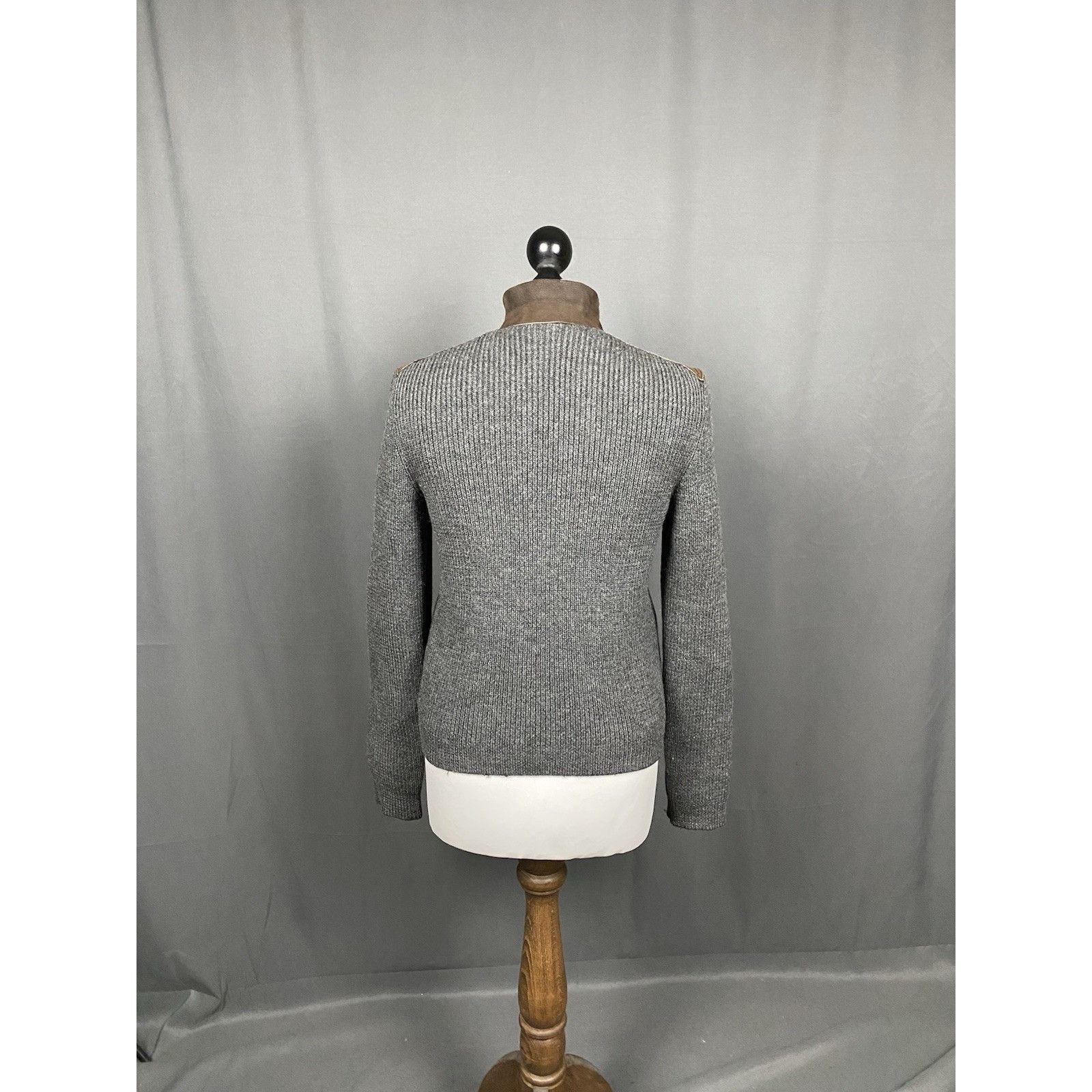 Prada Prada Women's Brown Gray Leather Calfskin Shearlig Wool Hybr Size S / US 4 / IT 40 - 7 Thumbnail