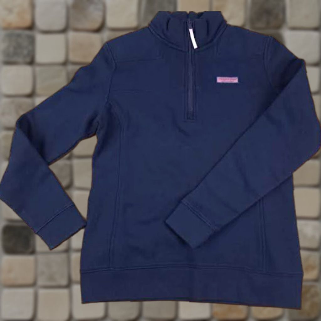 Vineyard Vines Vineyard Vines Woman Navy 1/4 Zip Cotton Fleece Size Small Pullover Casual Zip Long Sleeve Regular 1/4 Zip Womens Blue Cotton Fleece Vintage No Size S / US 4 / IT 40 - 1 Thumbnail