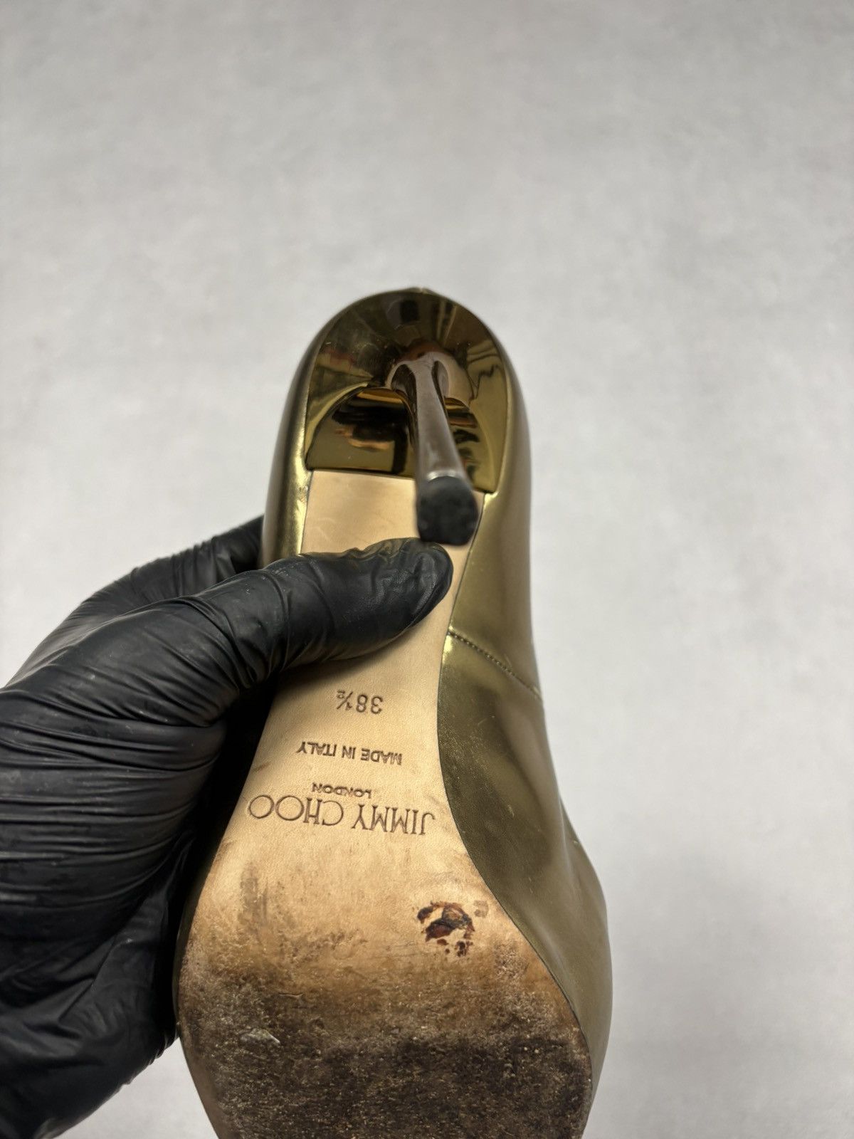 Jimmy Choo Jimmy Choo Gold Metallic Leather Pumps Rare Heels Luxury Size US 8.5 / IT 38.5 - 16 Thumbnail