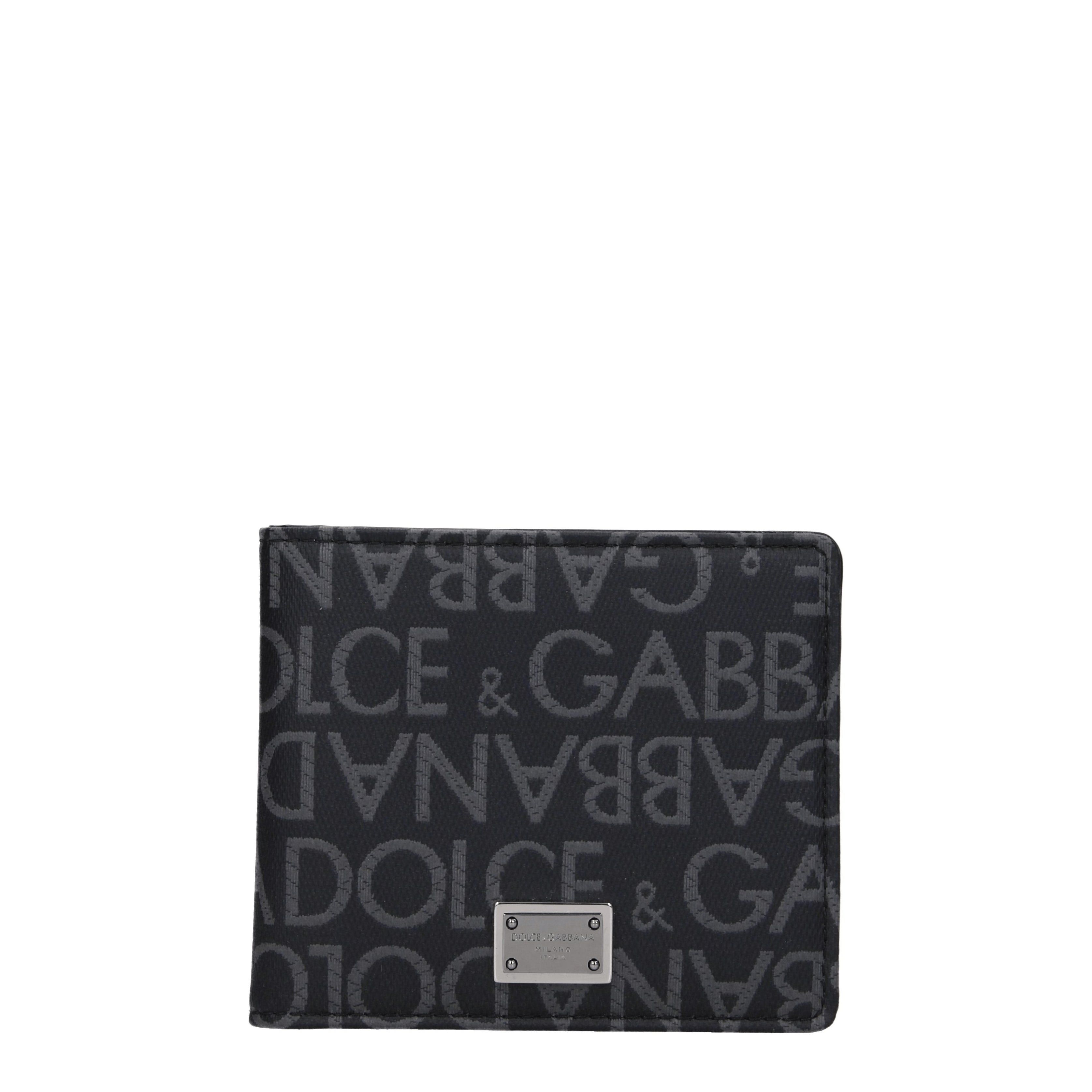 Dolce & Gabbana Dolce&Gabbana Wallets Men Fabric Black/Grey Size ONE SIZE - 1 Thumbnail