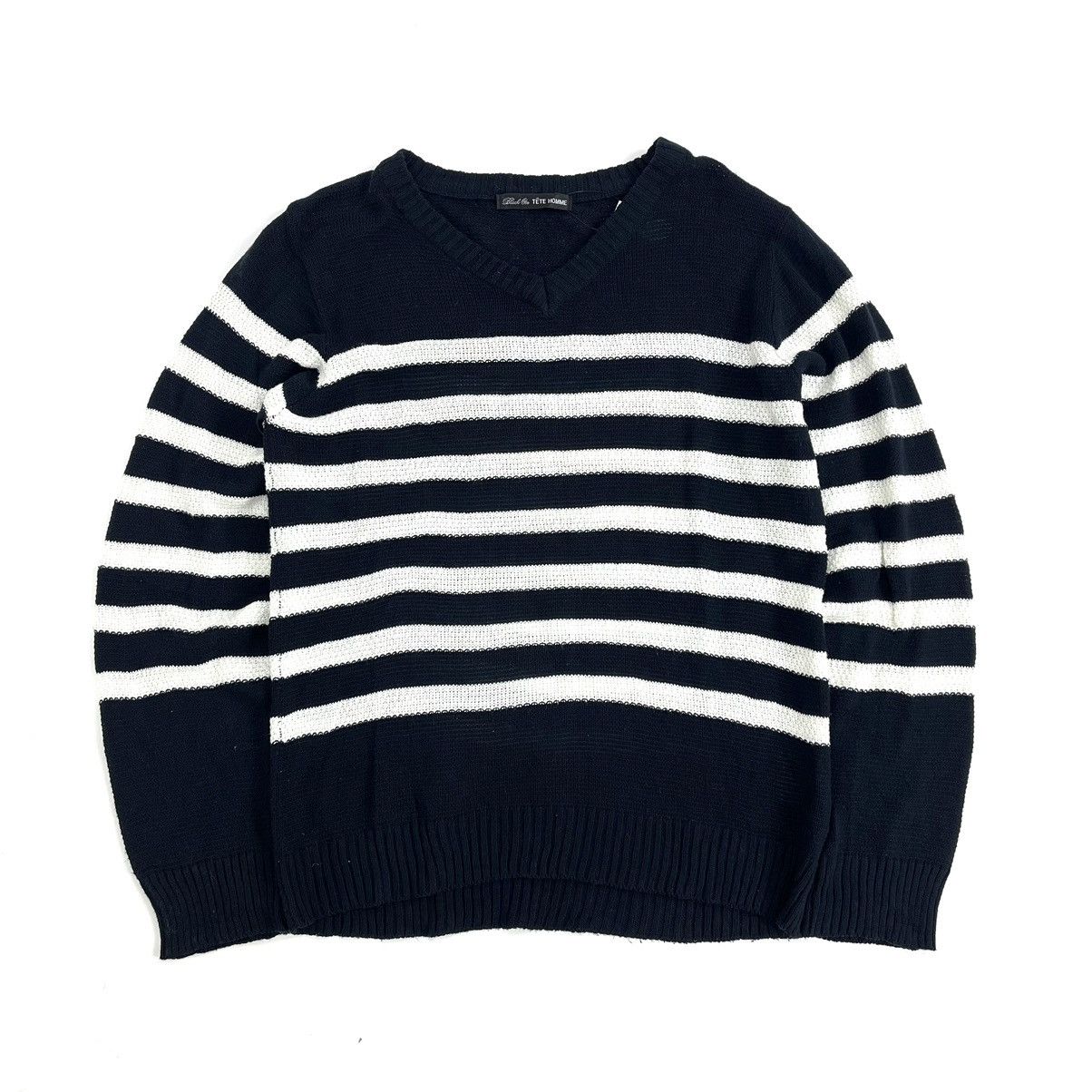 Issey Miyake × Tete Homme Vintage Tete Homme by Issey Miyake Knitted Stripe Sweater Size US L / EU 52-54 / 3 - 1 Thumbnail
