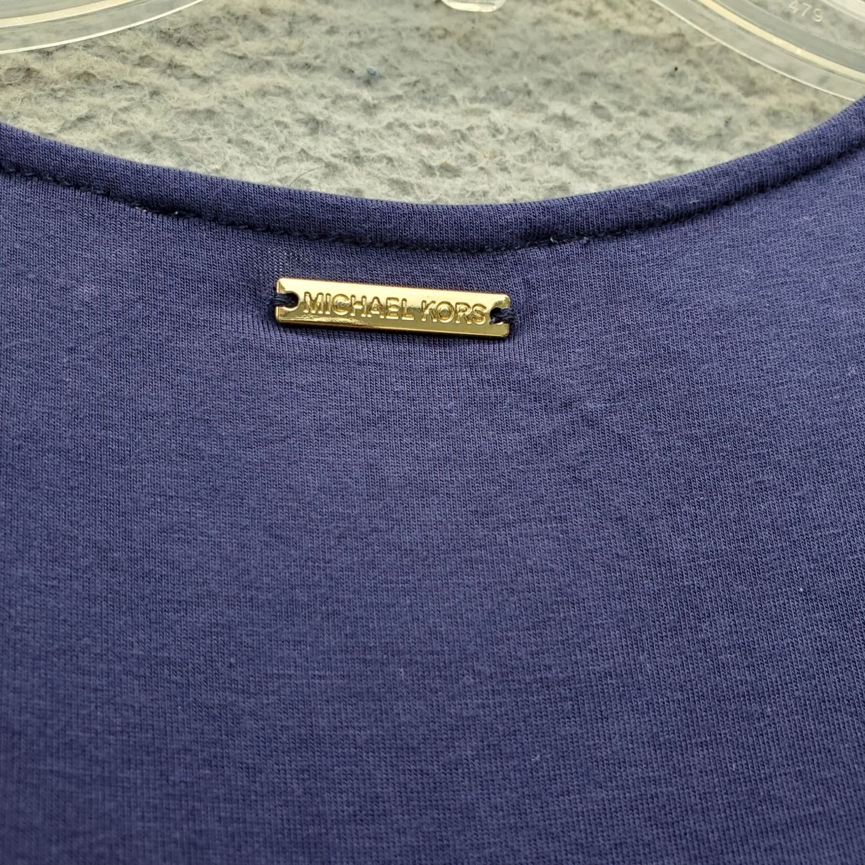 Michael Kors Michael Kors Blouse Womens S Navy Stretch Sleeveless Deep V Neck Long 26.5 Length Capsule Tunic Shirt Size S / US 4 / IT 40 - 8 Thumbnail