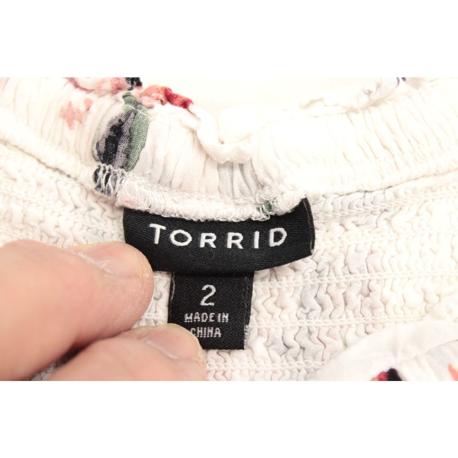 Torrid Torrid Off Shoulder Top Floral White 2X Torrid Lace-Up Smocked Modal Blouse Women's PTNS Size XXL / US 16-18 / IT 52-54 - 6 Thumbnail