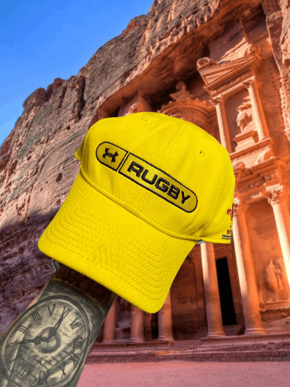 Under Armour Hats yellow big logo RUGBY Vintage Under Armour Cap Y2K Size ONE SIZE - 1 Thumbnail