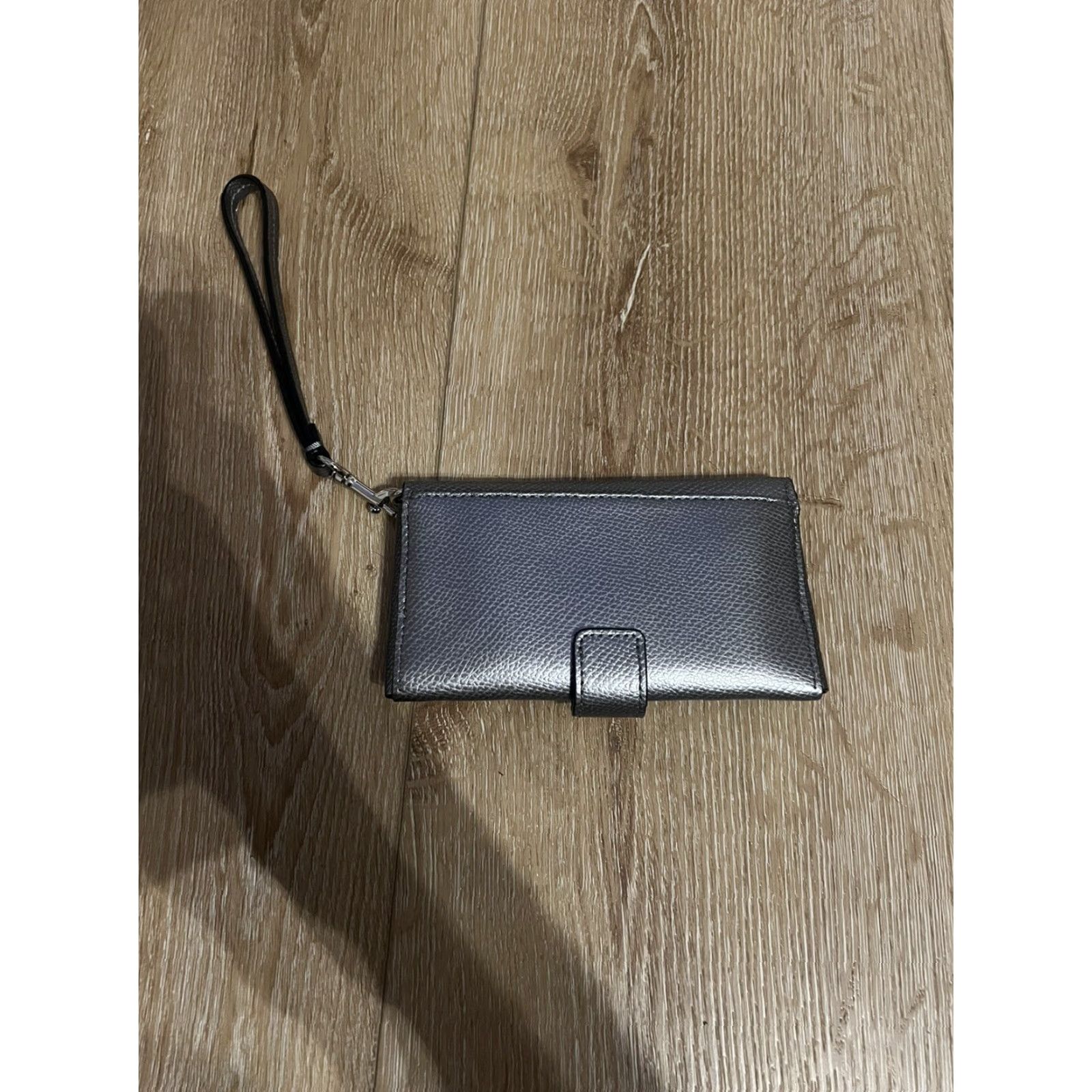 Coach Coach Wallet Wristlet Black Gray Leather Slim Snap iPhone Credit Card Folding Wristlet Strap 6" Small Compact Women Designer Vintage NoN/A Size ONE SIZE - 3 Thumbnail