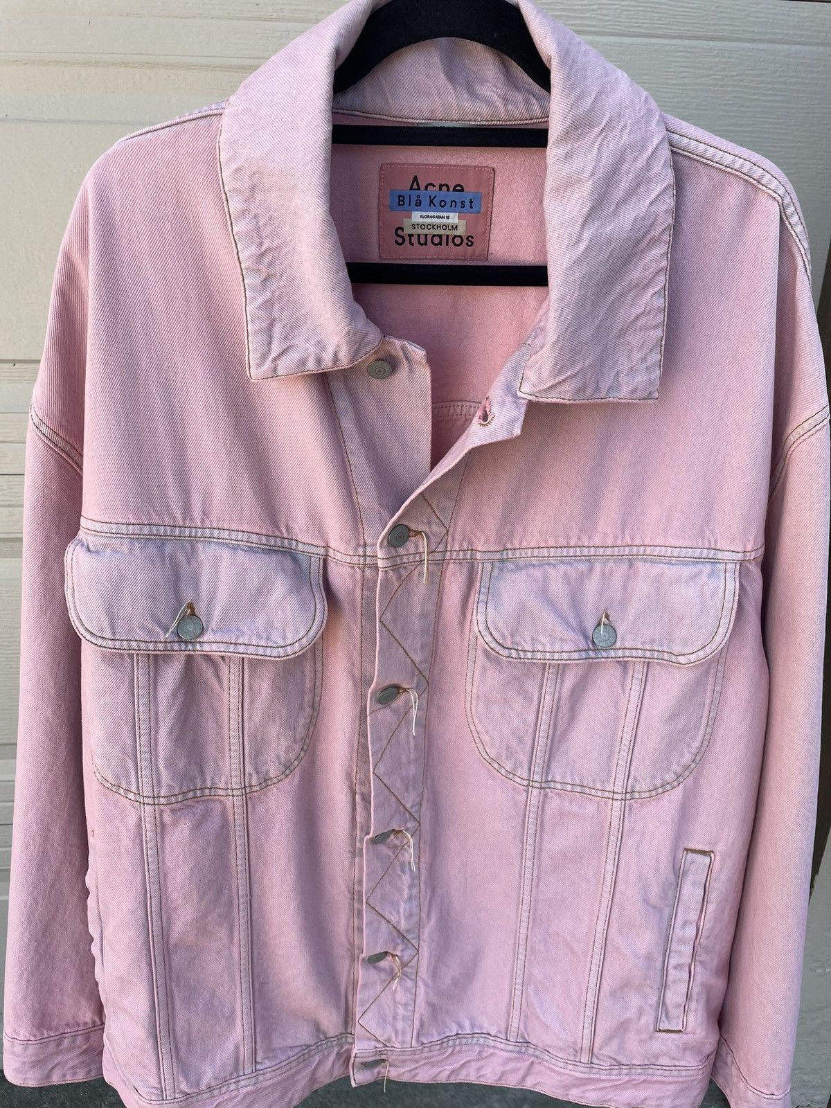 Acne studious 新品 pink denim jacket Pink Acne Jean Jacket Acne Studios Pink Exaggerated Fit Morris