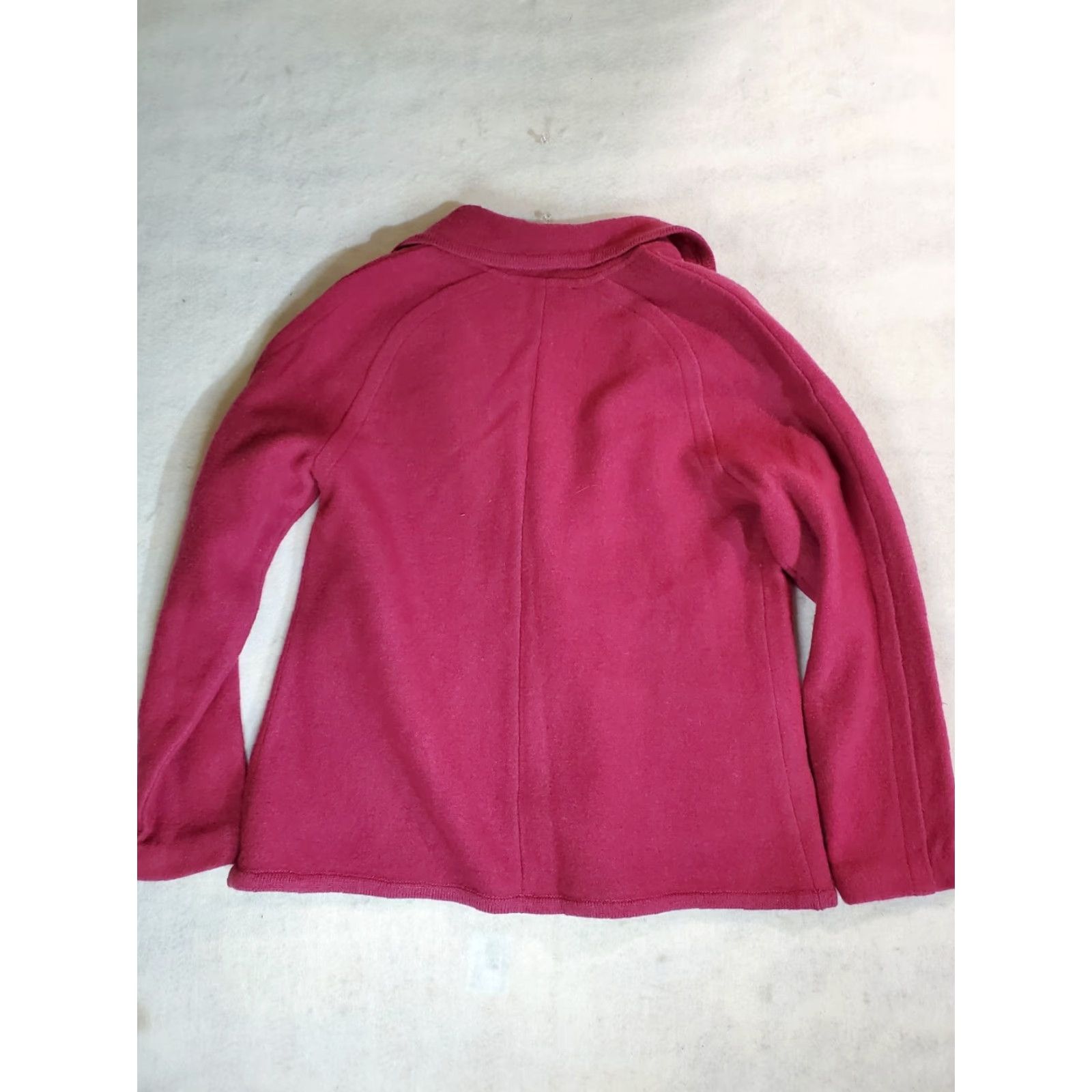 Pendleton VINTAGE Pendleton Cardigan Sweater Women’s Dark Pink Wool Single Button XL - 80s 90s - Casual, Collared, Long Sleeve, Lambs Wool - Pink - Womens Size XL / US 12-14 / IT 48-50 - 5 Thumbnail