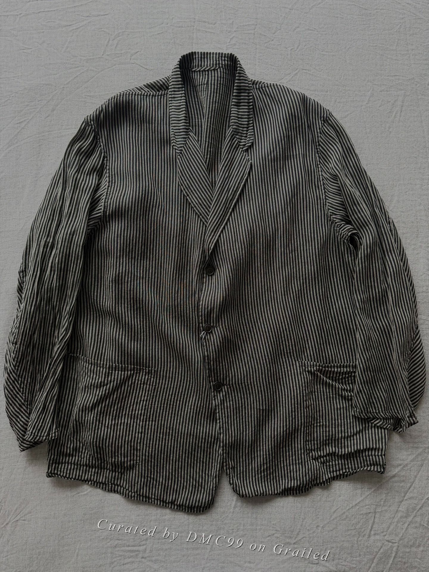 Comoli Comoli charcoal linen belted jacket z01 01010 | Grailed