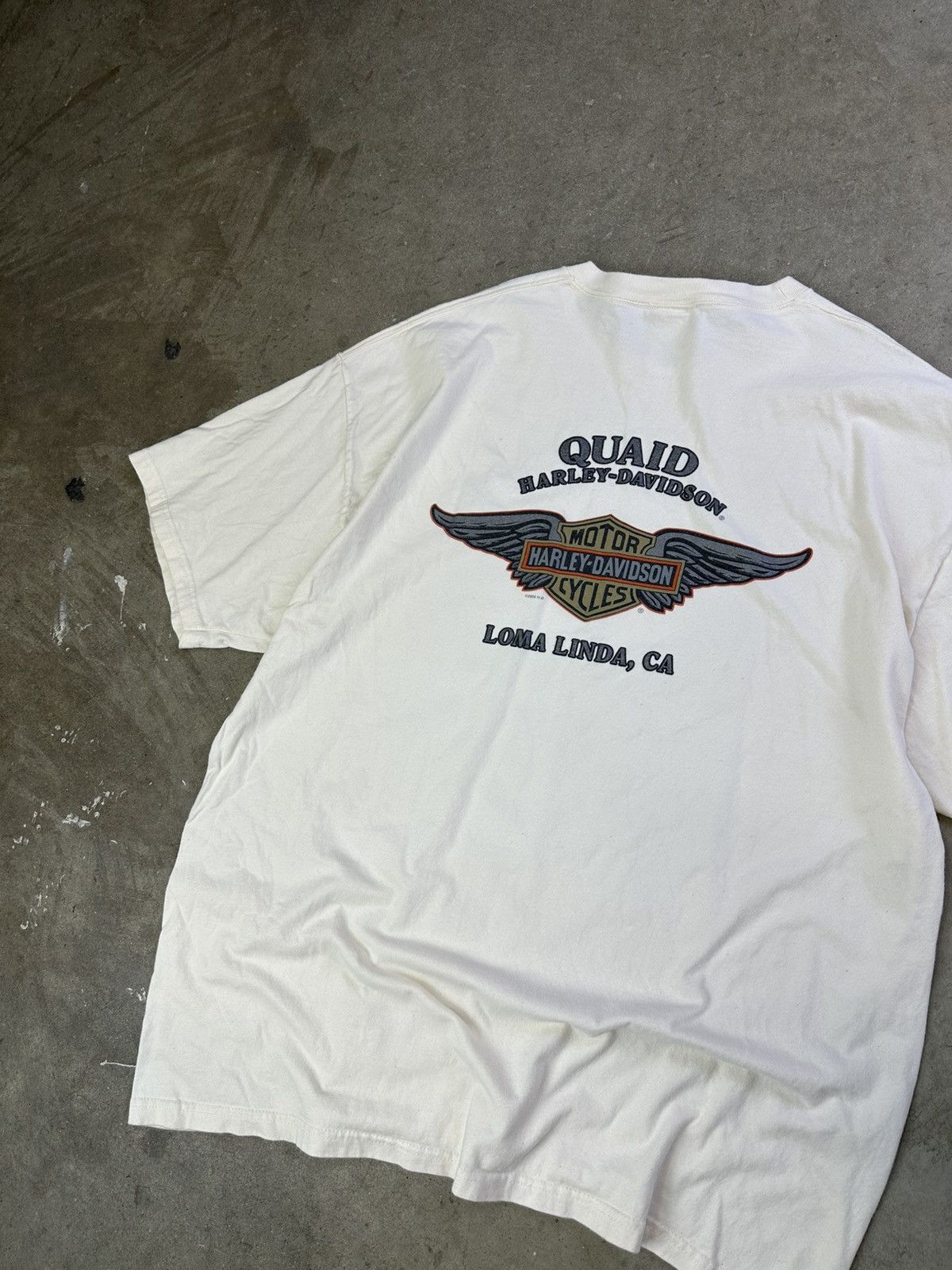 Harley Davidson × Vintage Vintage Harley Davidson Live Hard Tee XXL Cream Size US XXL / EU 58 / 5 - 3 Thumbnail