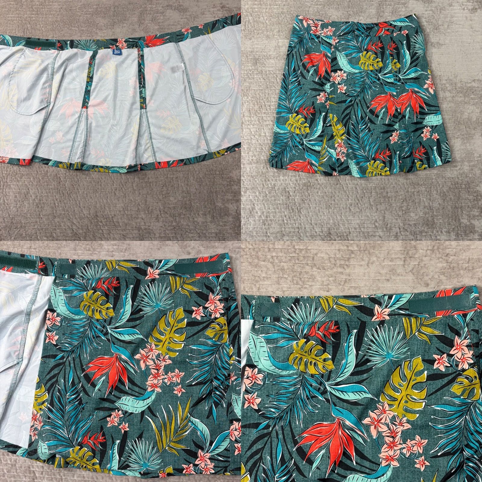 Altea RipSkirt Hawaii Teal Tropical Floral Monstera Leaf Wrap Mini Skirt M Size Size 32" / US 10 / IT 46 - 8 Thumbnail