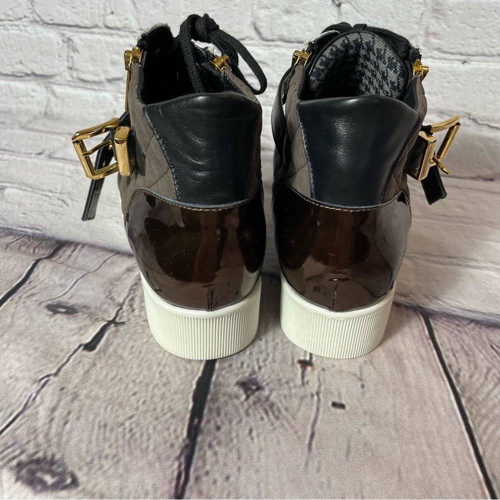 New Aquatalia Leather Adine Brown White Hi Top Sneakers Siz