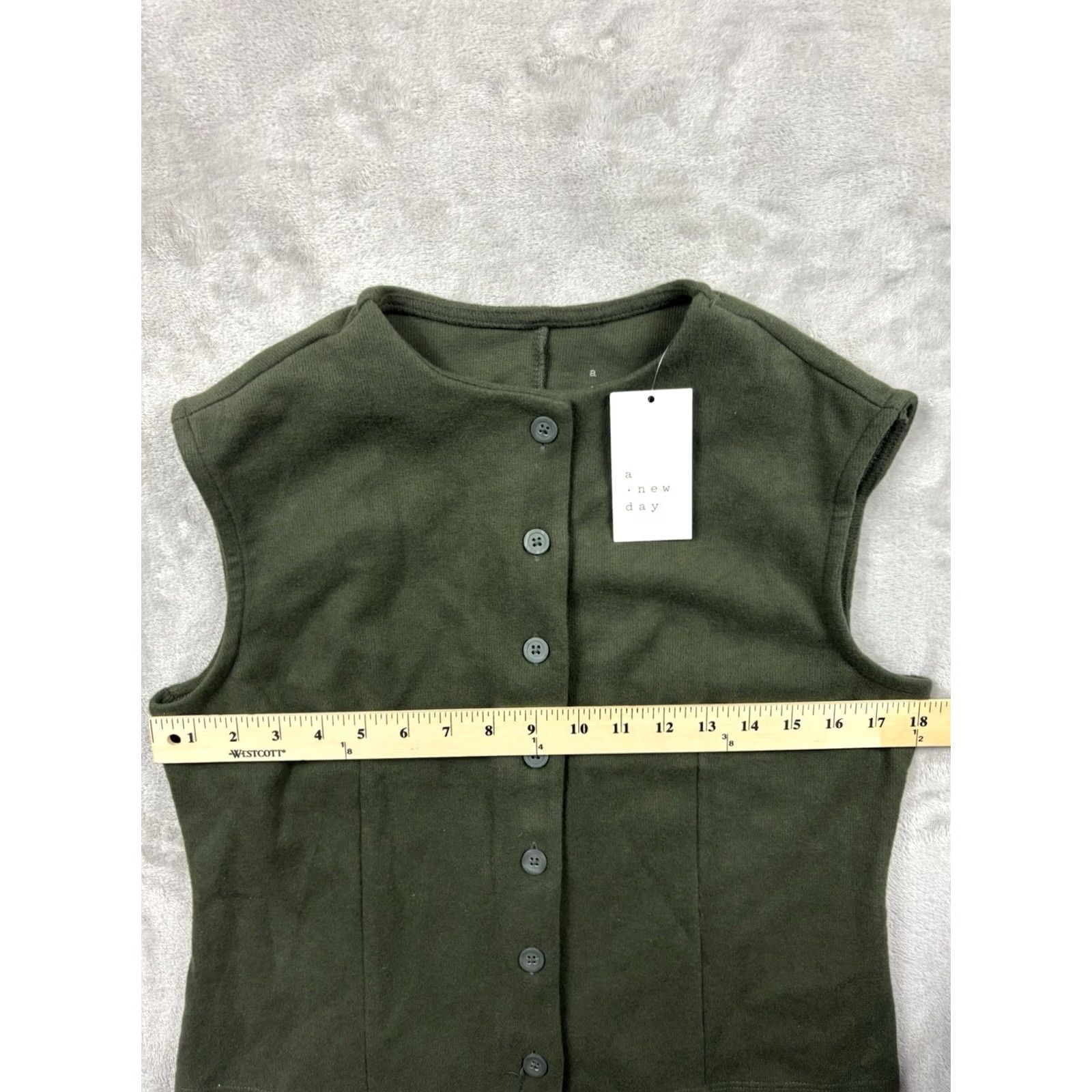 Vintage A New Day Women’s Olive Green Fiber Sleeveless Vest Outdoors Size Medium NWT Size M / US 6-8 / IT 42-44 - 3 Thumbnail