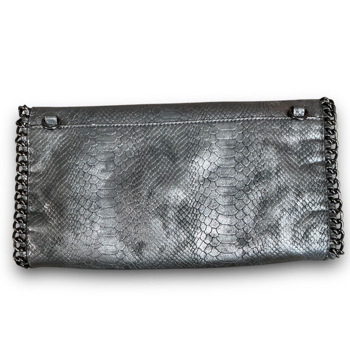 Guess Y2K Silver Guess Faux Snakeskin Embossed Crossbody Clutch Size ONE SIZE - 4 Thumbnail