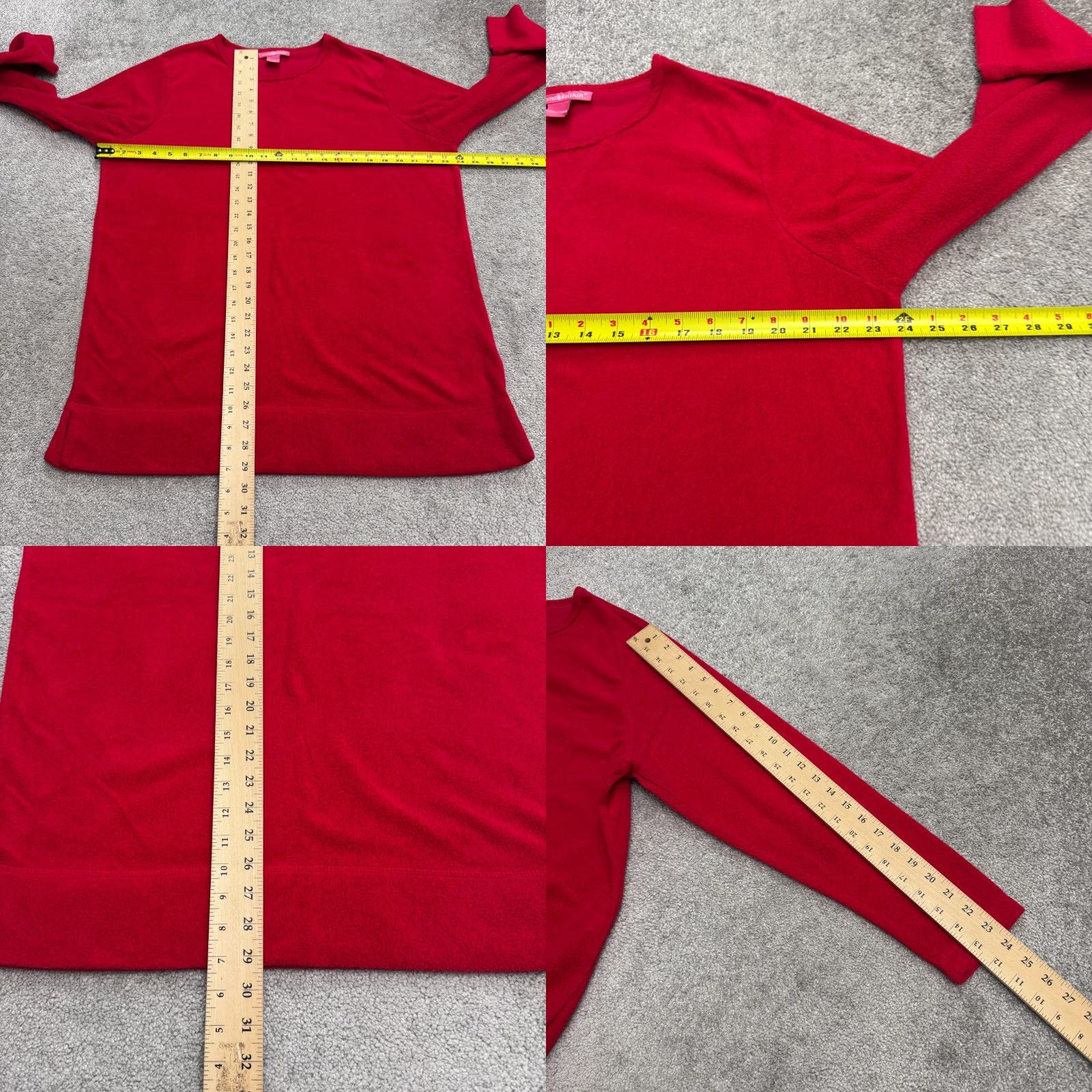 Vintage Woman Within Pullover Sweatshirt Womens M Red Crew Neck Fleece Casual Regular Fit Long Sleeve Solid Cotton Polyester Blended Fabric All Seasons Size M / US 6-8 / IT 42-44 - 8 Thumbnail