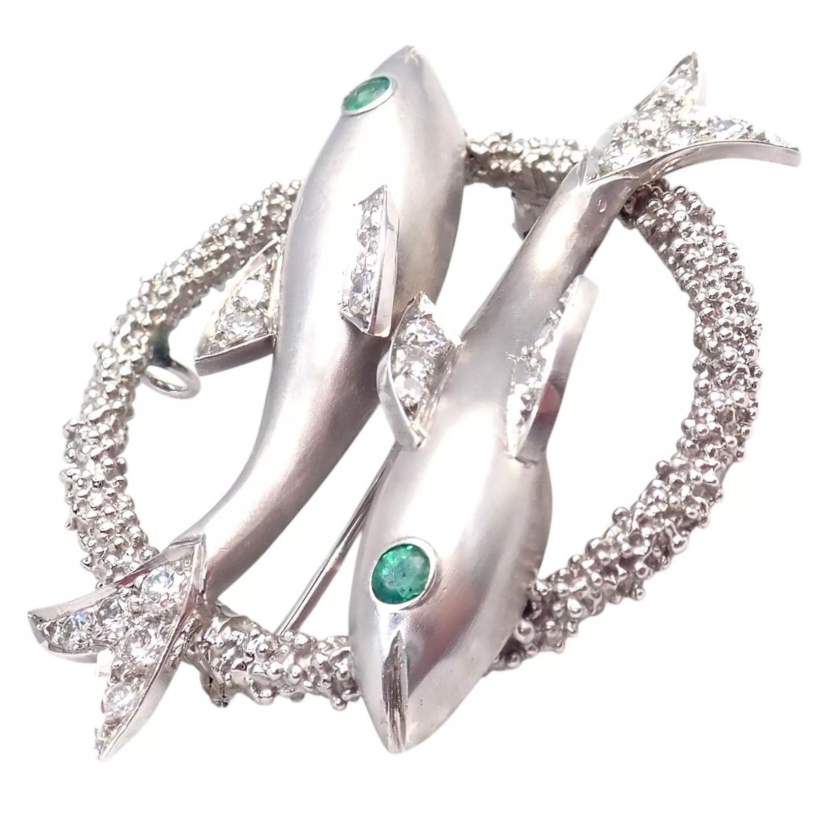 Cartier Cartier White Gold Platinum Diamond Emerald Zodiac Brooch Size ONE SIZE - 10 Thumbnail