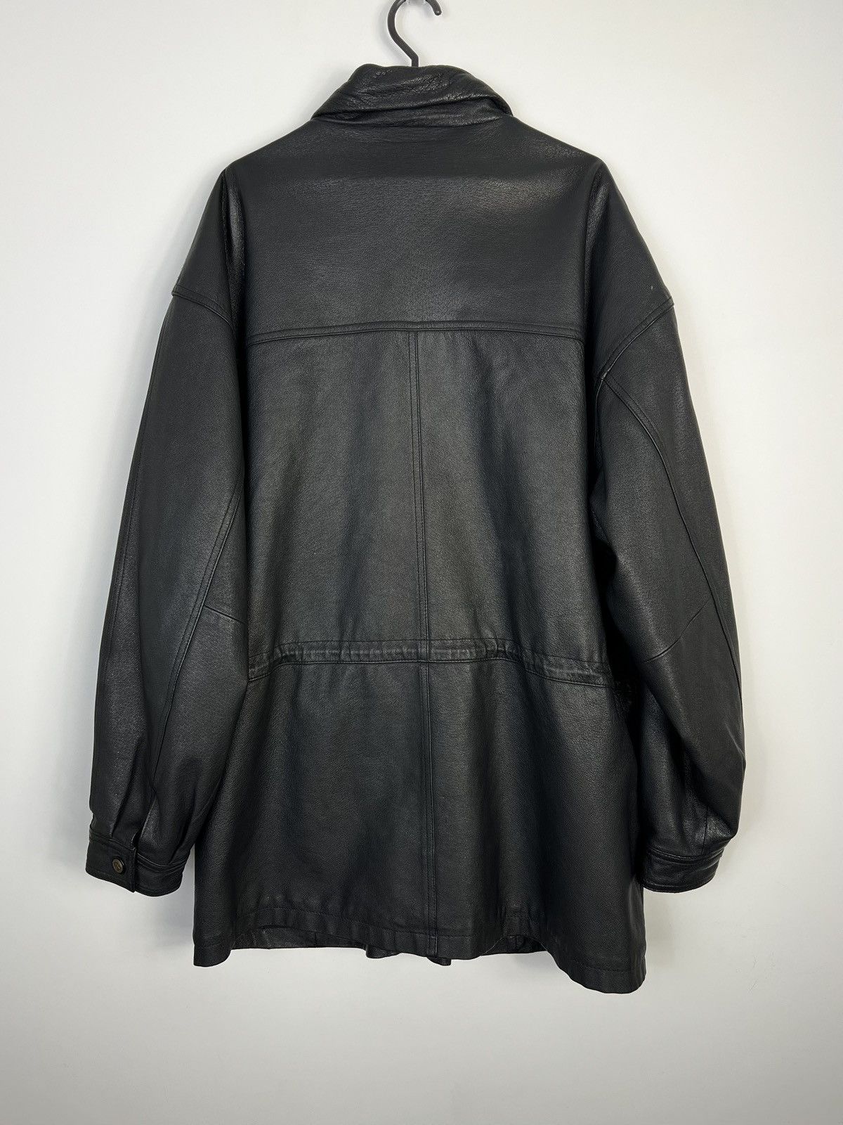 Vintage Long Leather Jacket Vintage 90’s Heavy Real Leather Black Size US XXL / EU 58 / 5 - 5 Thumbnail