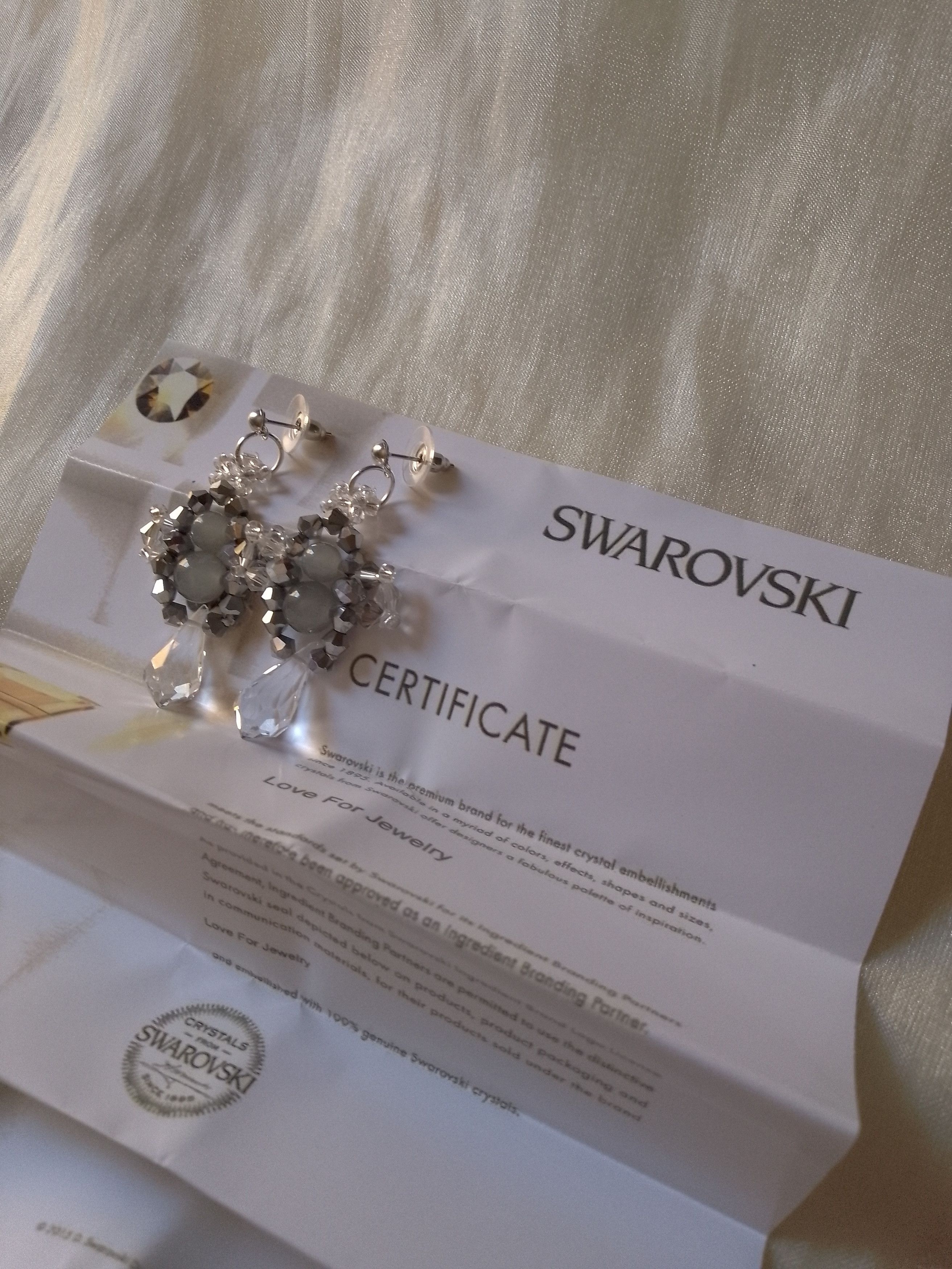 Handmade Earrings Elegant Teardrop Swarovski Crystal Size ONE SIZE - 2 Thumbnail