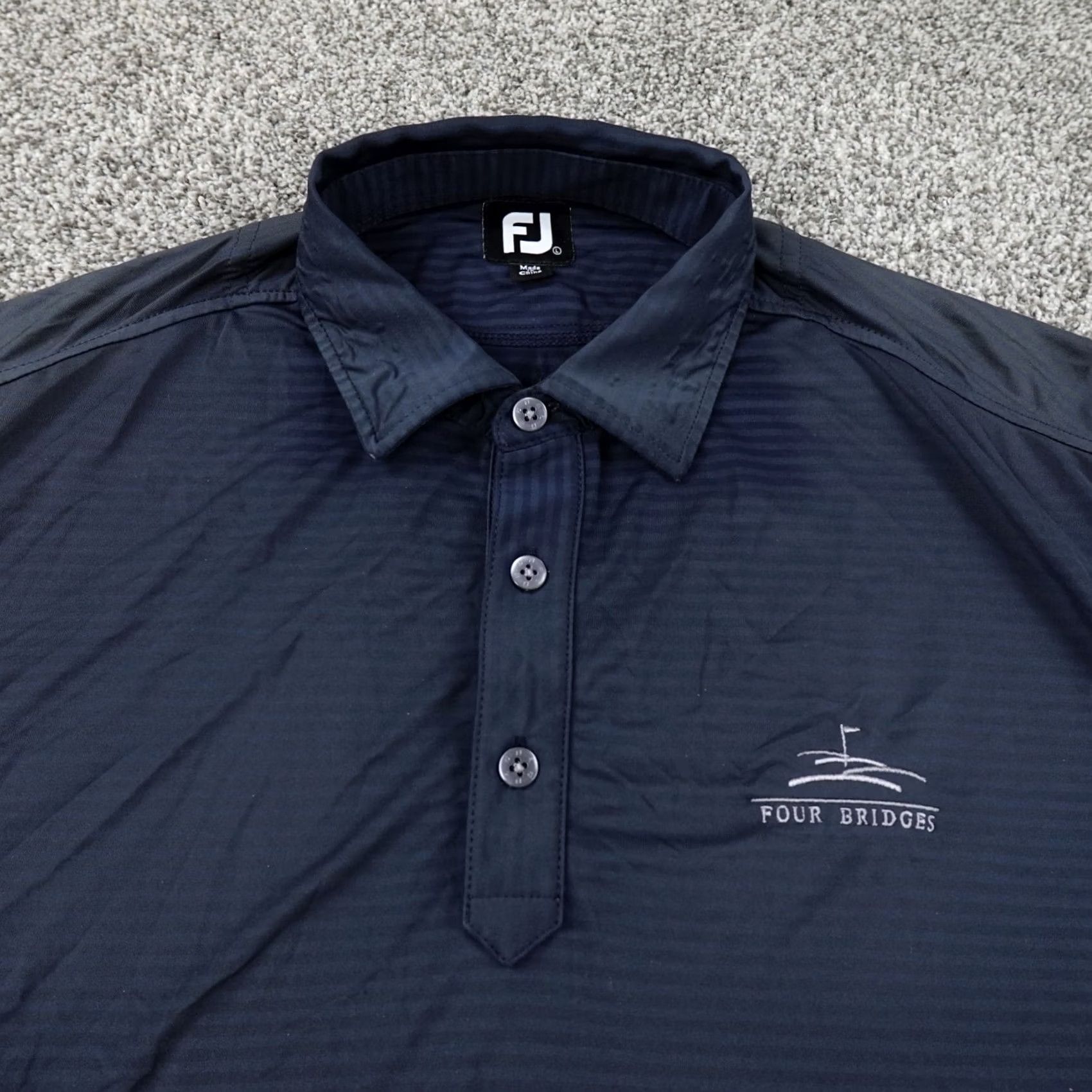 Footjoy FootJoy Polo Shirt Mens L Black Performance Four Bridges Butler Warren Golf Men Size US L / EU 52-54 / 3 - 3 Thumbnail