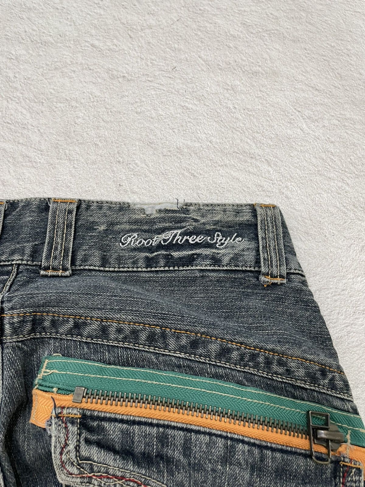 Japanese Brand 2000s Root Three Baggy Jeans Fading Distressed Denim Y2K LGB Size US 30 / EU 46 - 10 Thumbnail