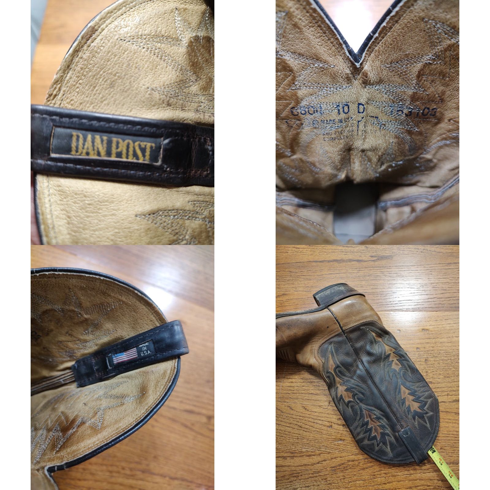 Dan Post VINTAGE Dan Post Boots Western Cowboy Leather Inlay Embroidered 10 D Black Brown Mid-Calf USA Men’s Western Boots Size US 10 / EU 43 - 10 Thumbnail
