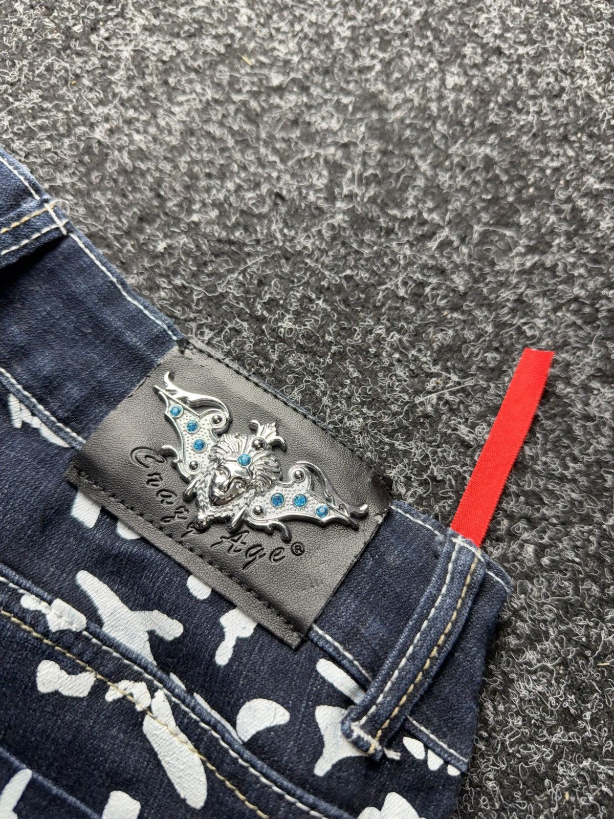 Japanese Brand Avant Garde 00s Crazy Age Graphic Flared Jeans Y2K Pattern Size 28" / US 6 / IT 42 - 20 Thumbnail
