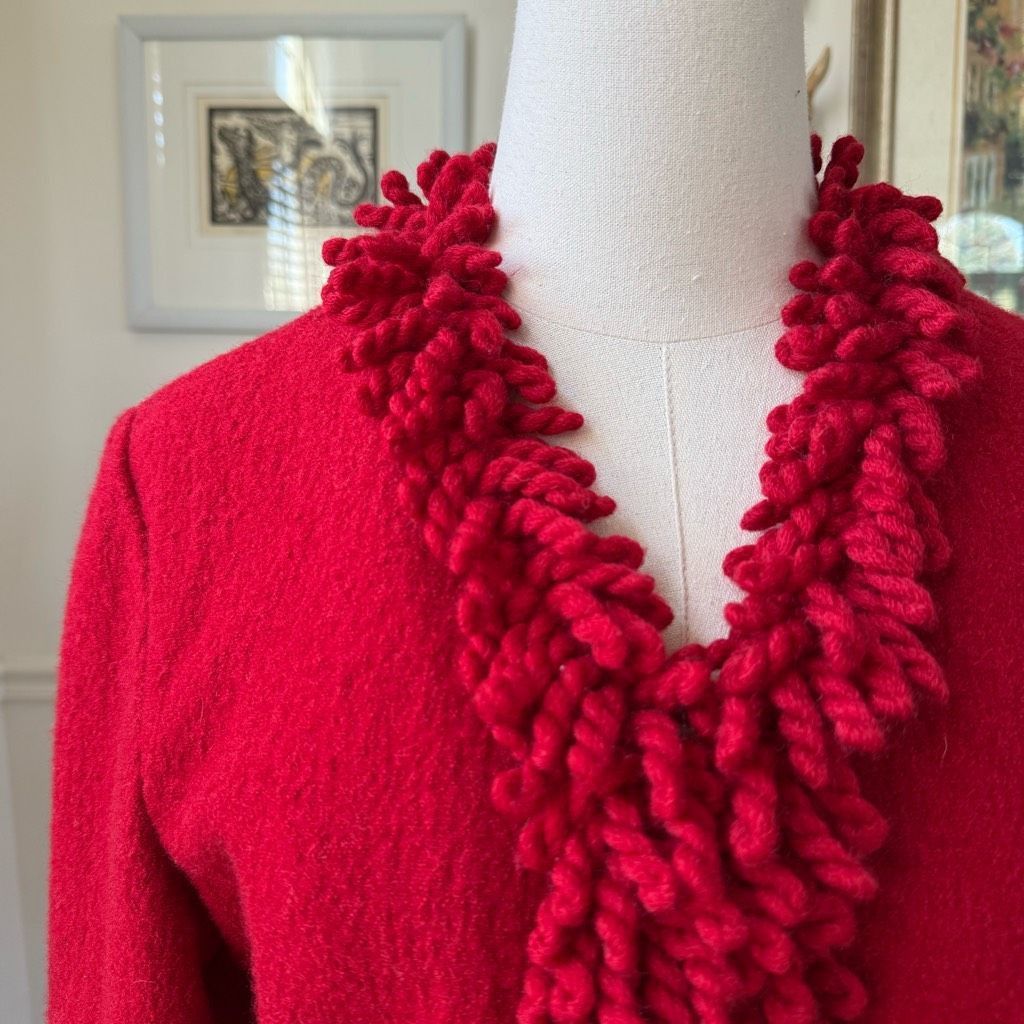 Other Vintage 90s Talbots Red Boiled Wool Blazer S Size S / US 4 / IT 40 - 2 Thumbnail
