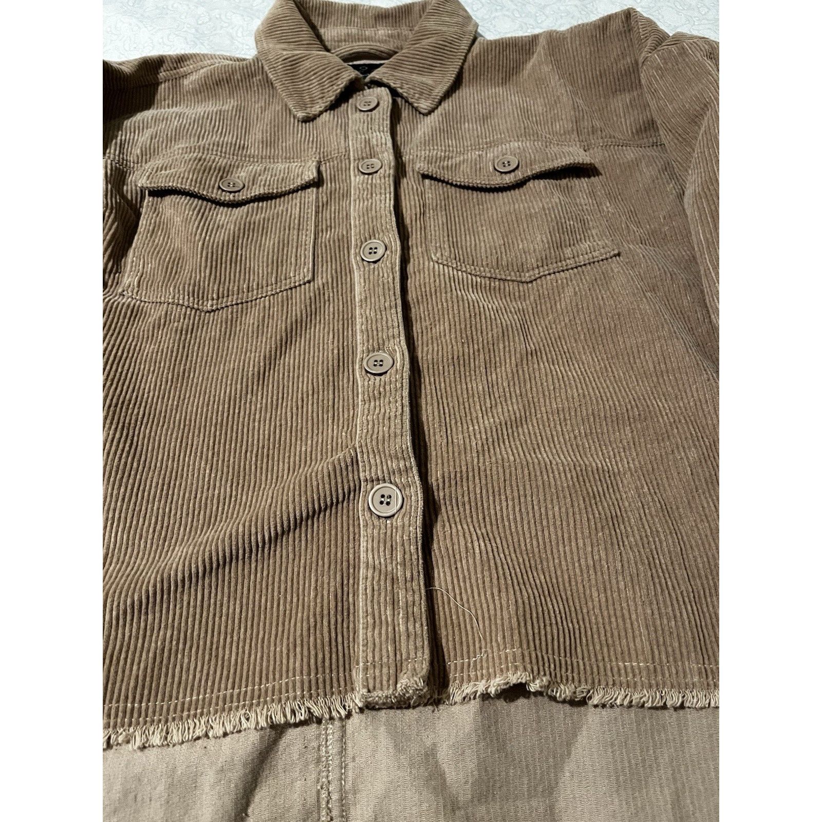 Empyre Empyre Corduroy Shacket Womens Small Oversized Tan Button Up Size S / US 4 / IT 40 - 3 Thumbnail