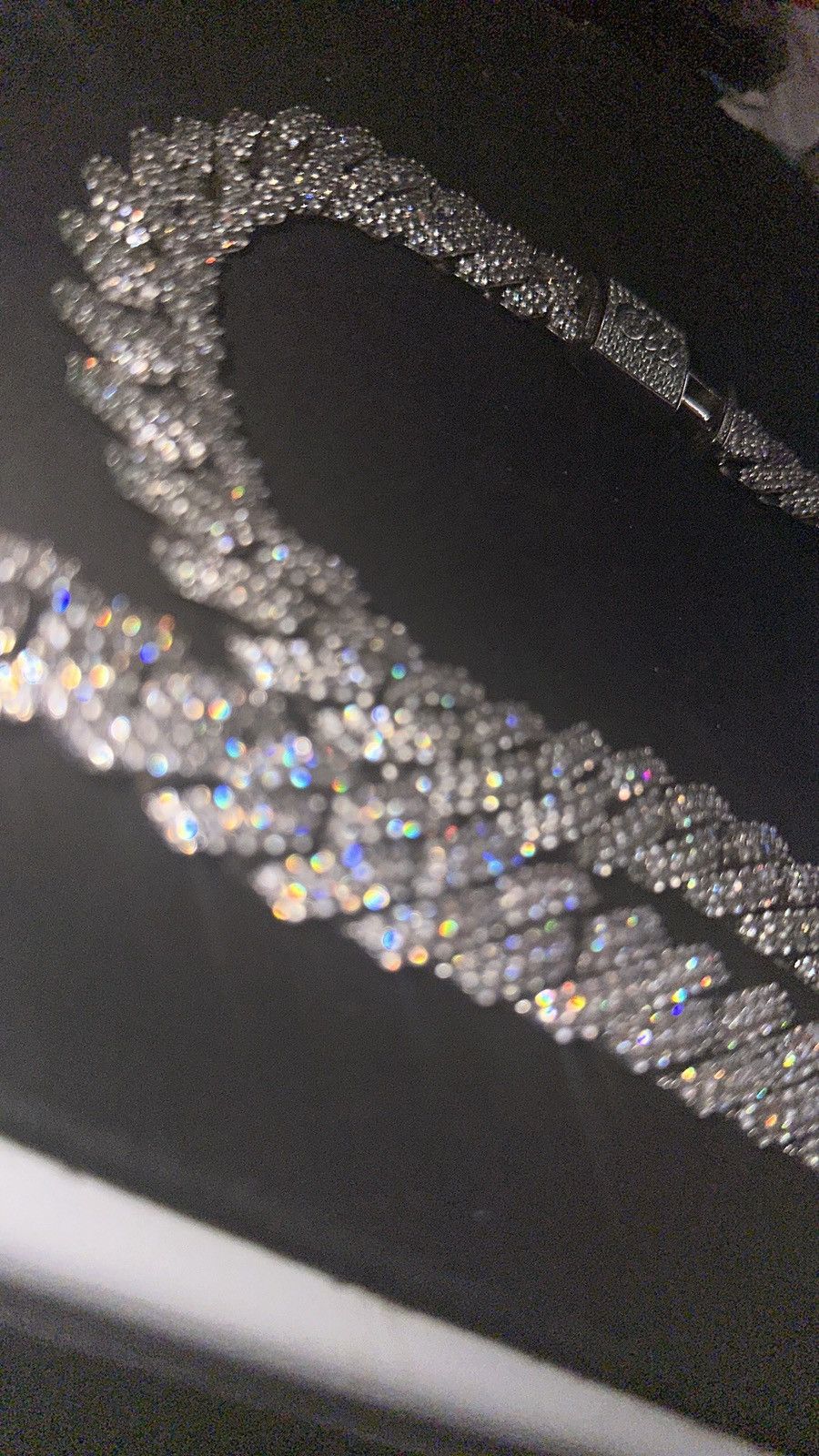Other Diamond CZ Prong Link Chain / Bracelet in White Gold - 19mm Size ONE SIZE - 1 Thumbnail