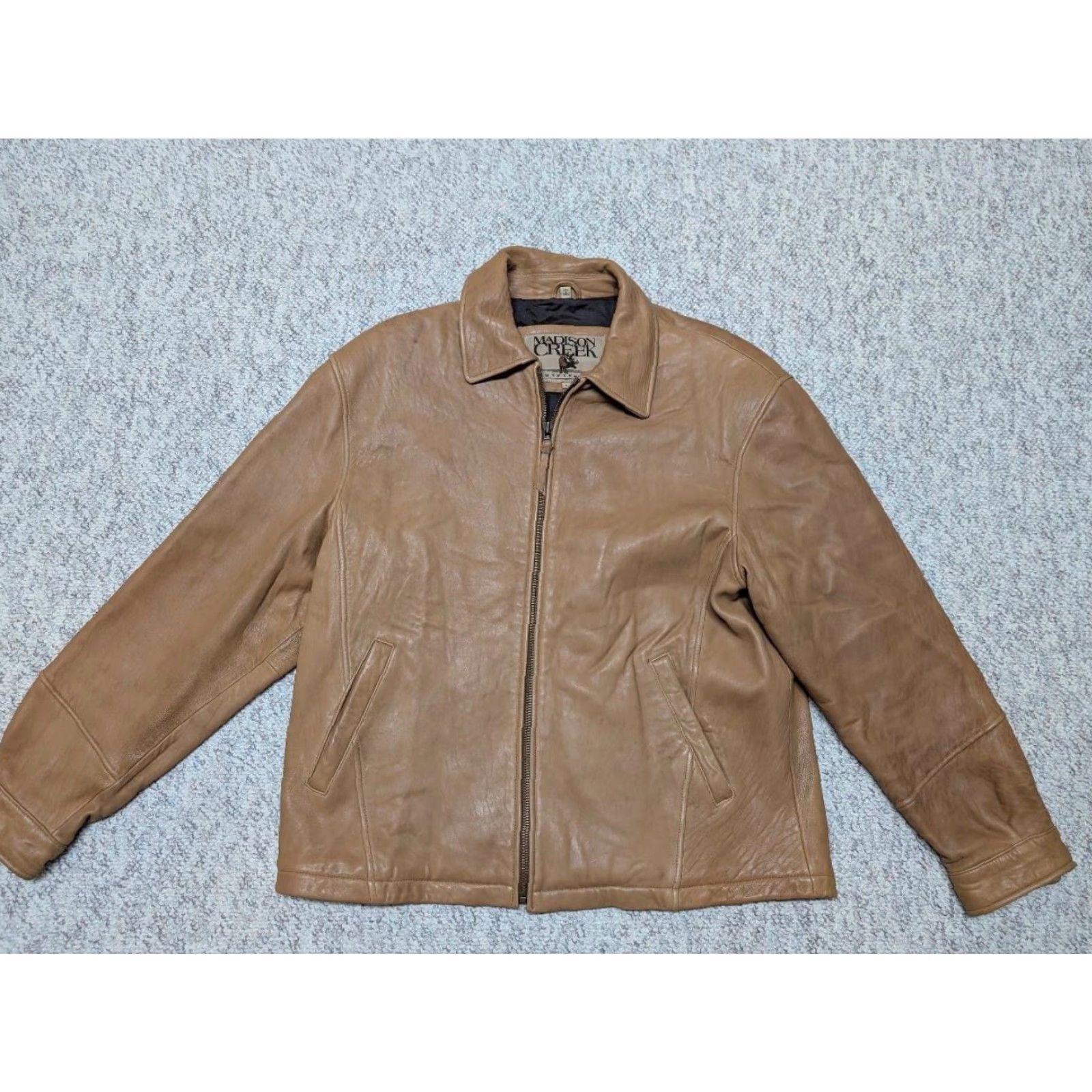 Vintage VINTAGE Madison Creek Motorcycle Jacket L Lambskin Leather Brown Patina 1990s Mens 44-46 Size US L / EU 52-54 / 3 - 7 Thumbnail