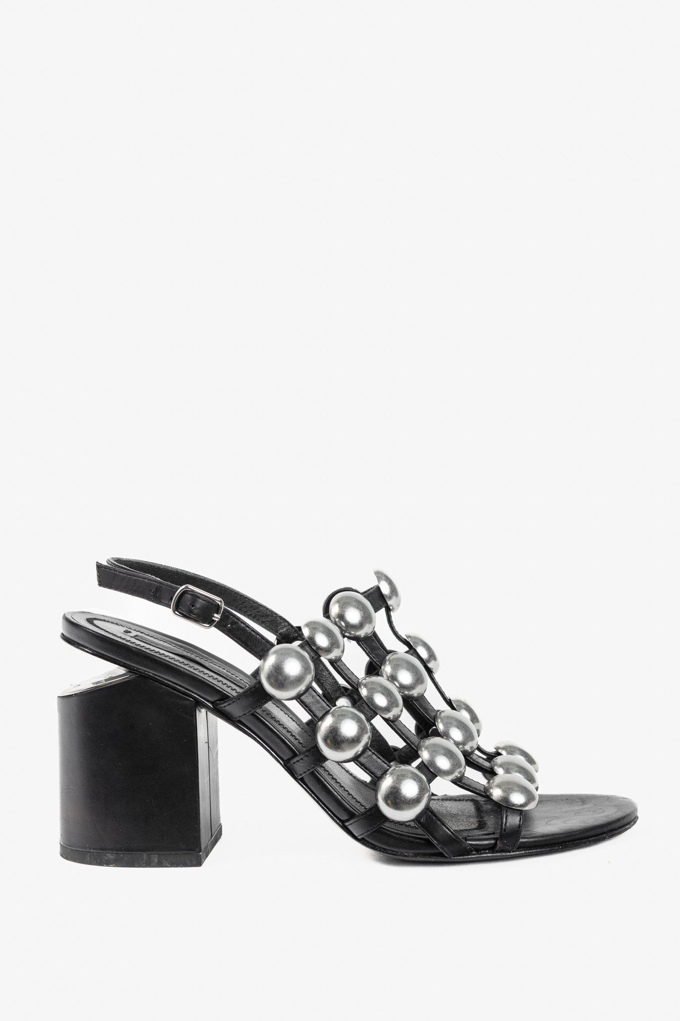 Alexander Wang Nadia Black Leather Studded-Cage Sandals