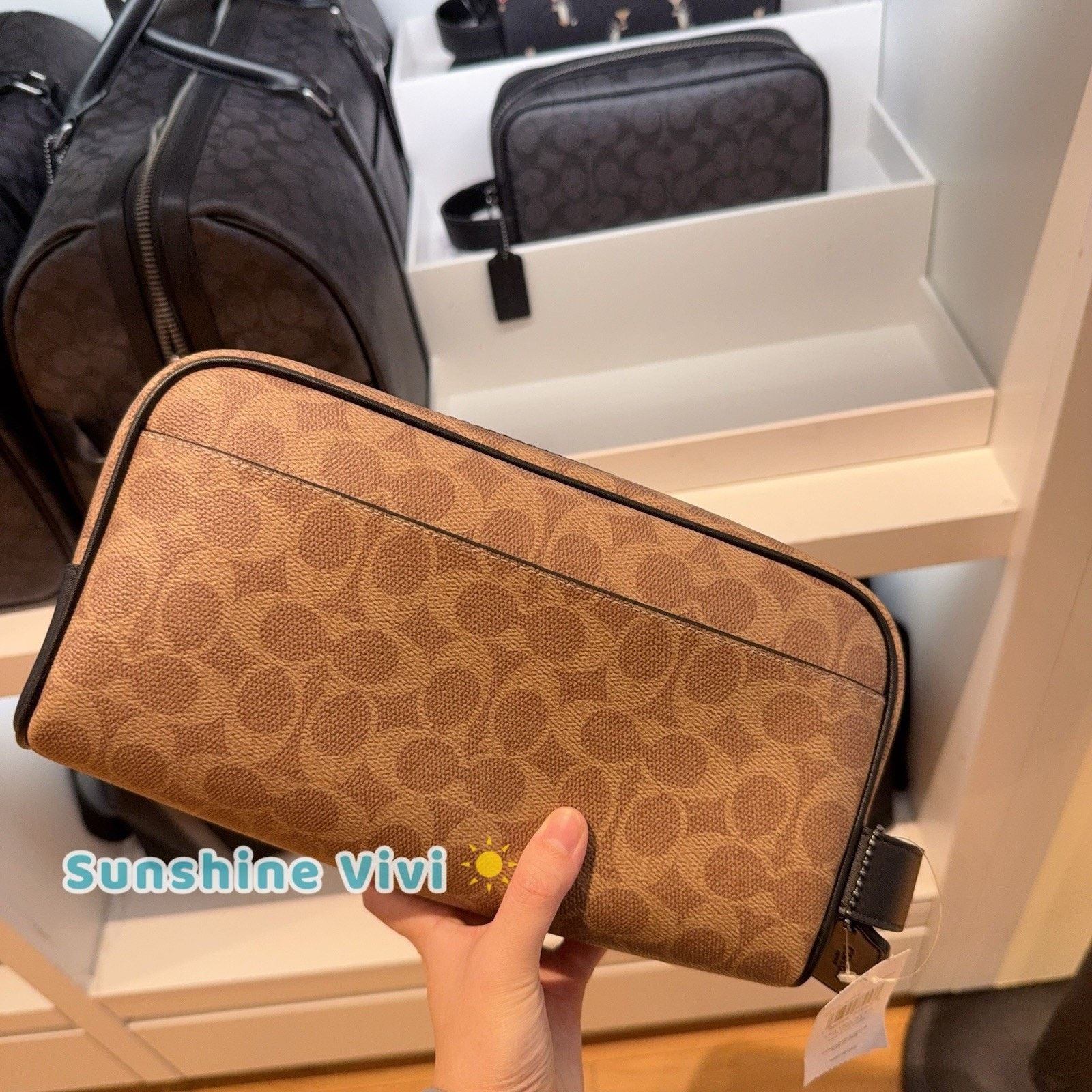 Coach NWT Coach Large Travel KitIn Signature Canvas Gunmetal CAR19 Size ONE SIZE - 4 Thumbnail